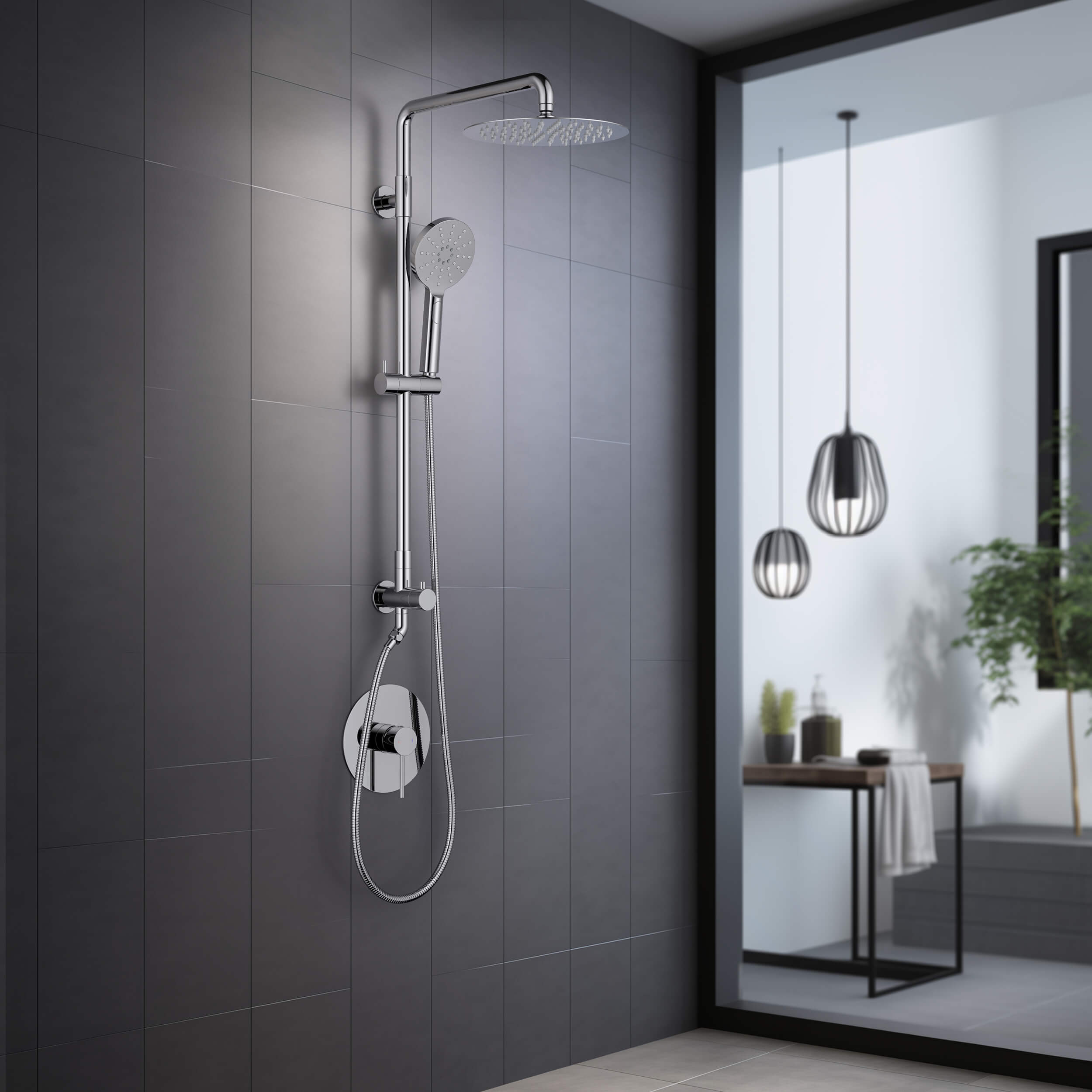 Circular Pressure Balanced 2-Function Shower Column with Rough In Valve KSC403