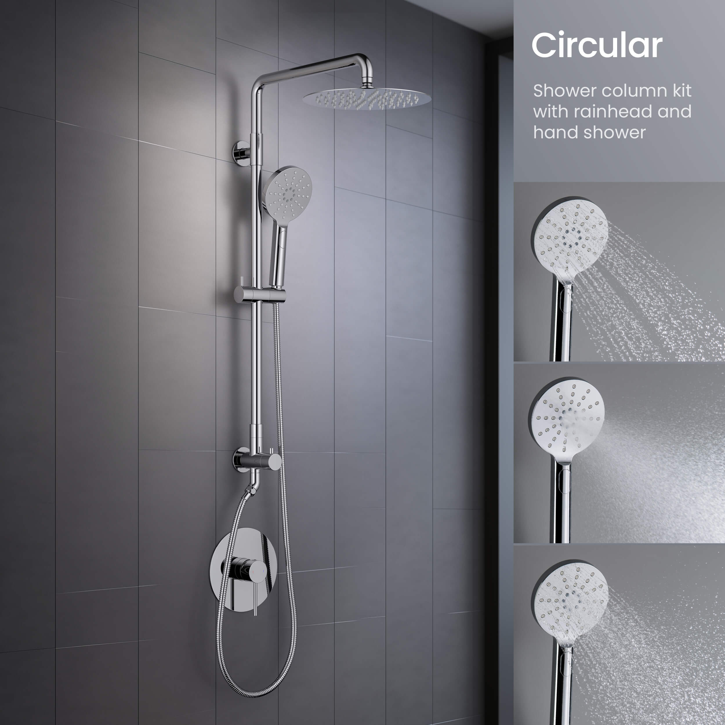 Circular Pressure Balanced 2-Function Shower Column with Rough In Valve KSC403