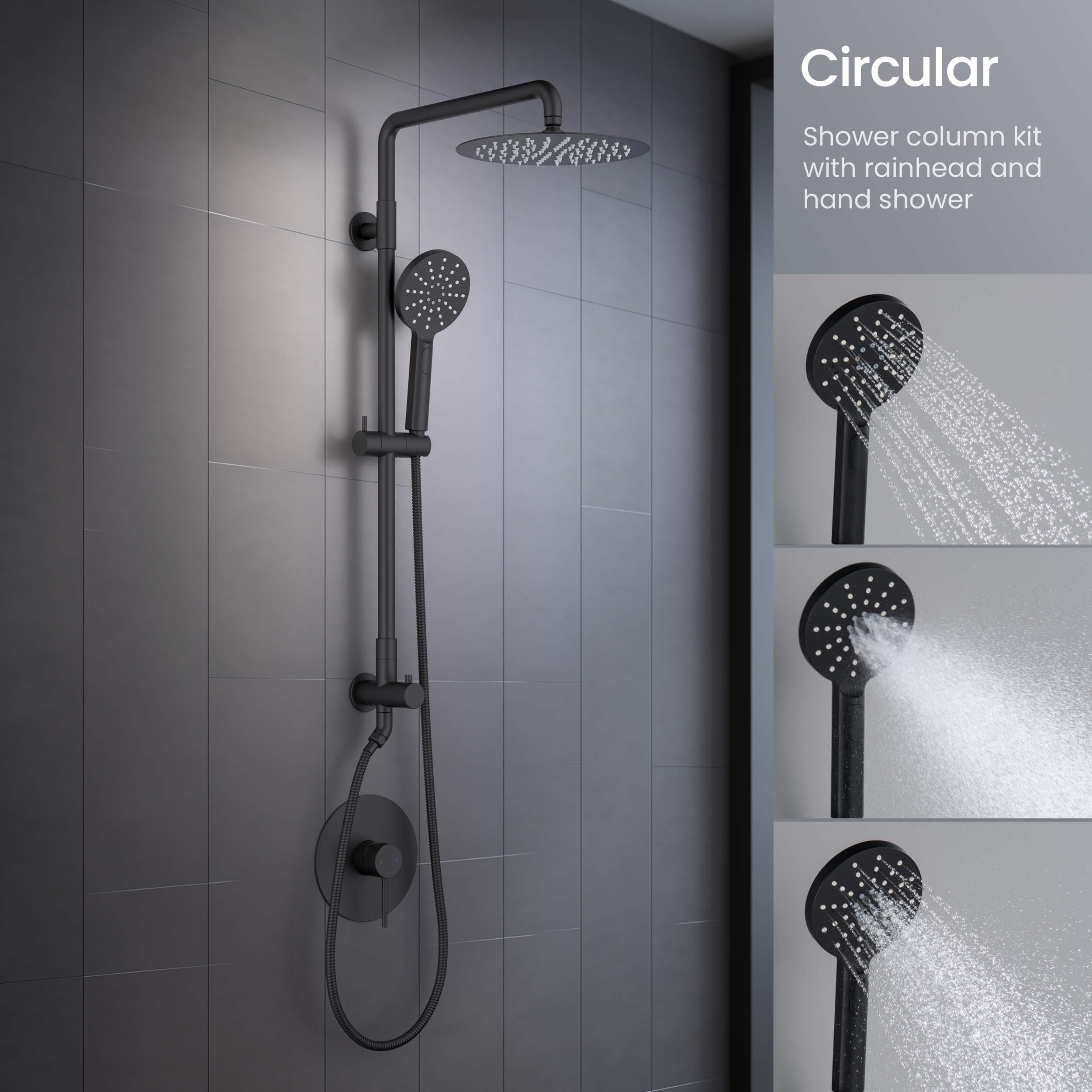 Circular Pressure Balanced 2-Function Shower Column with Rough In Valve KSC403