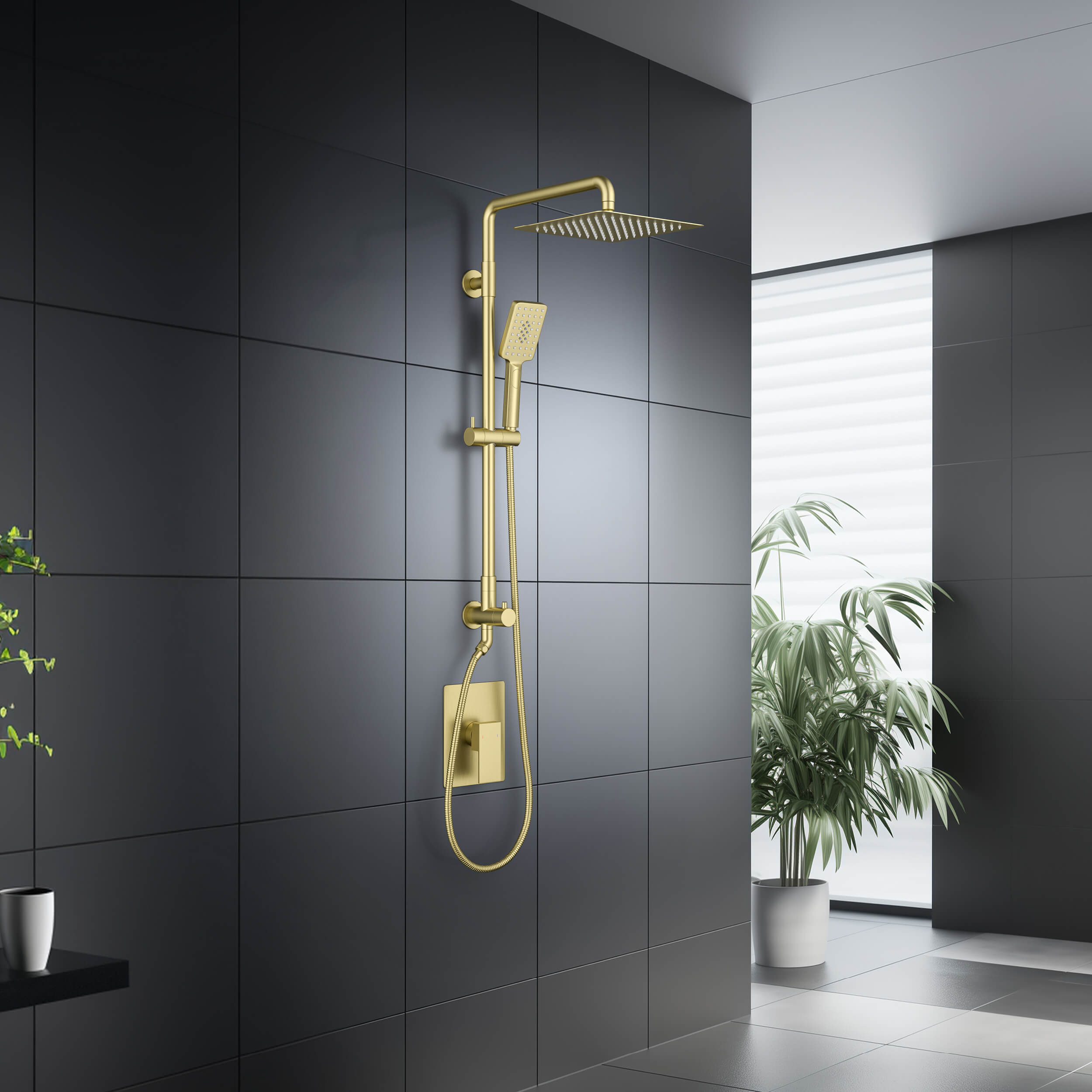 Cube Pressure Balanced 2-Function Shower Column with Rough In Valve KSC404