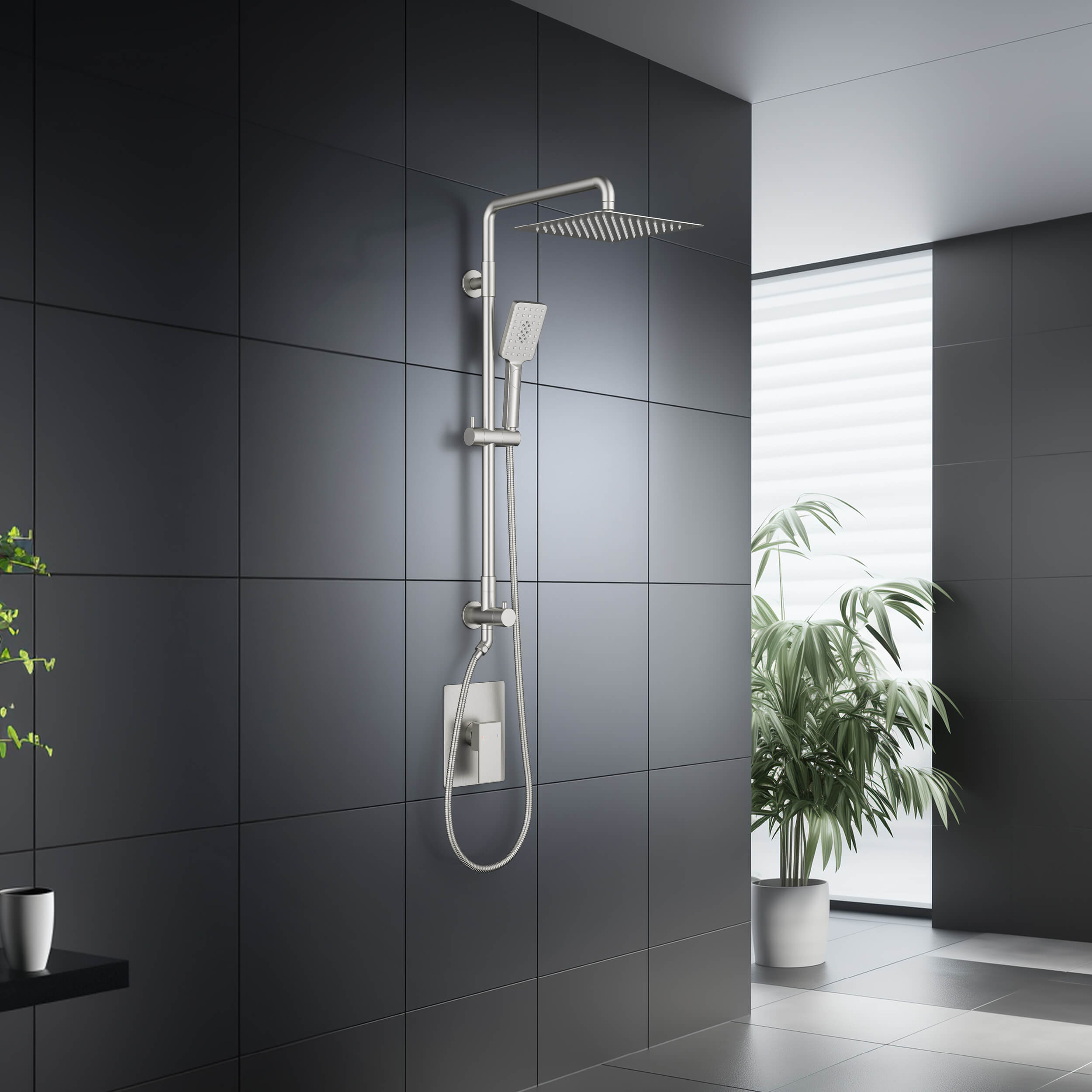 Cube Pressure Balanced 2-Function Shower Column with Rough In Valve KSC404