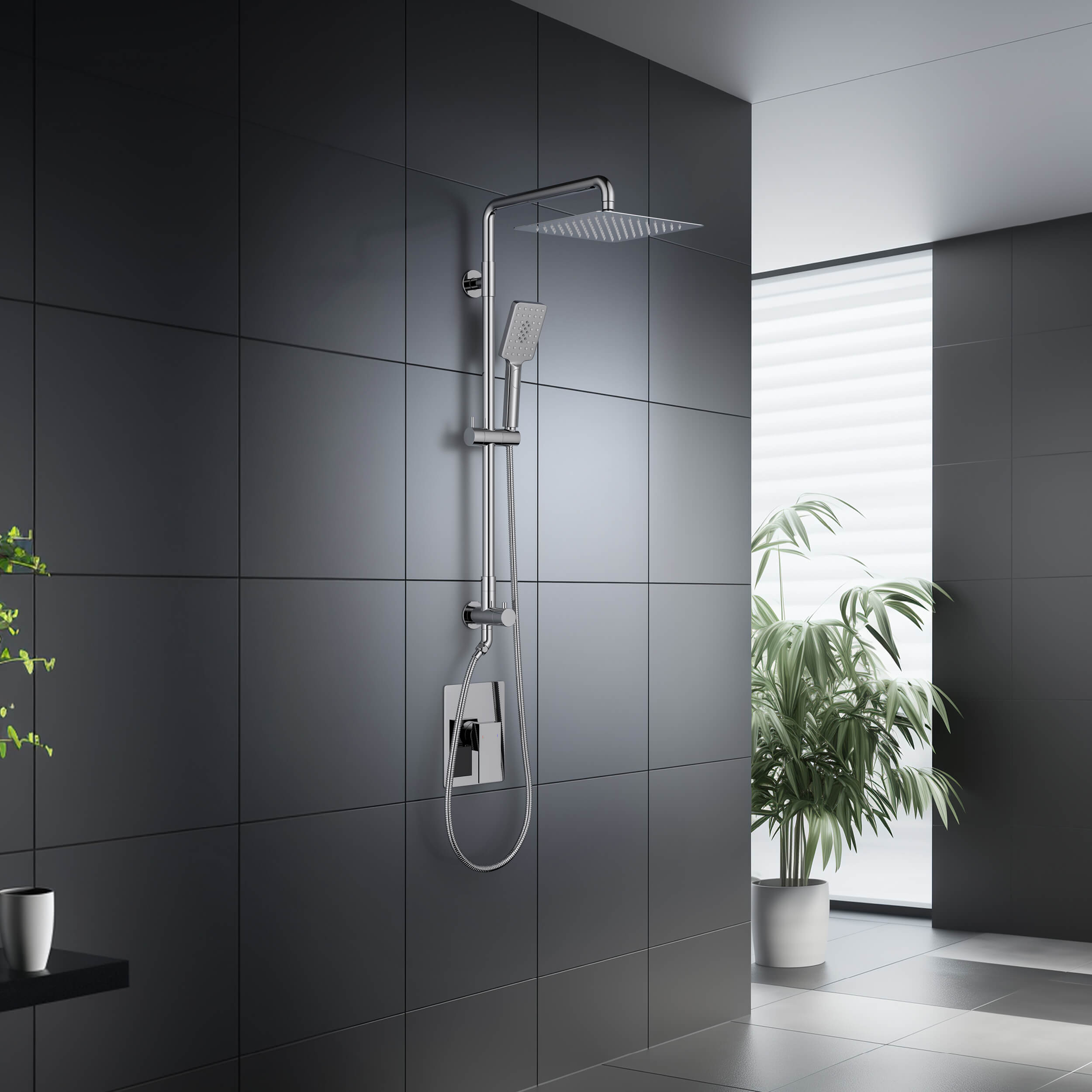 Cube Pressure Balanced 2-Function Shower Column with Rough In Valve KSC404