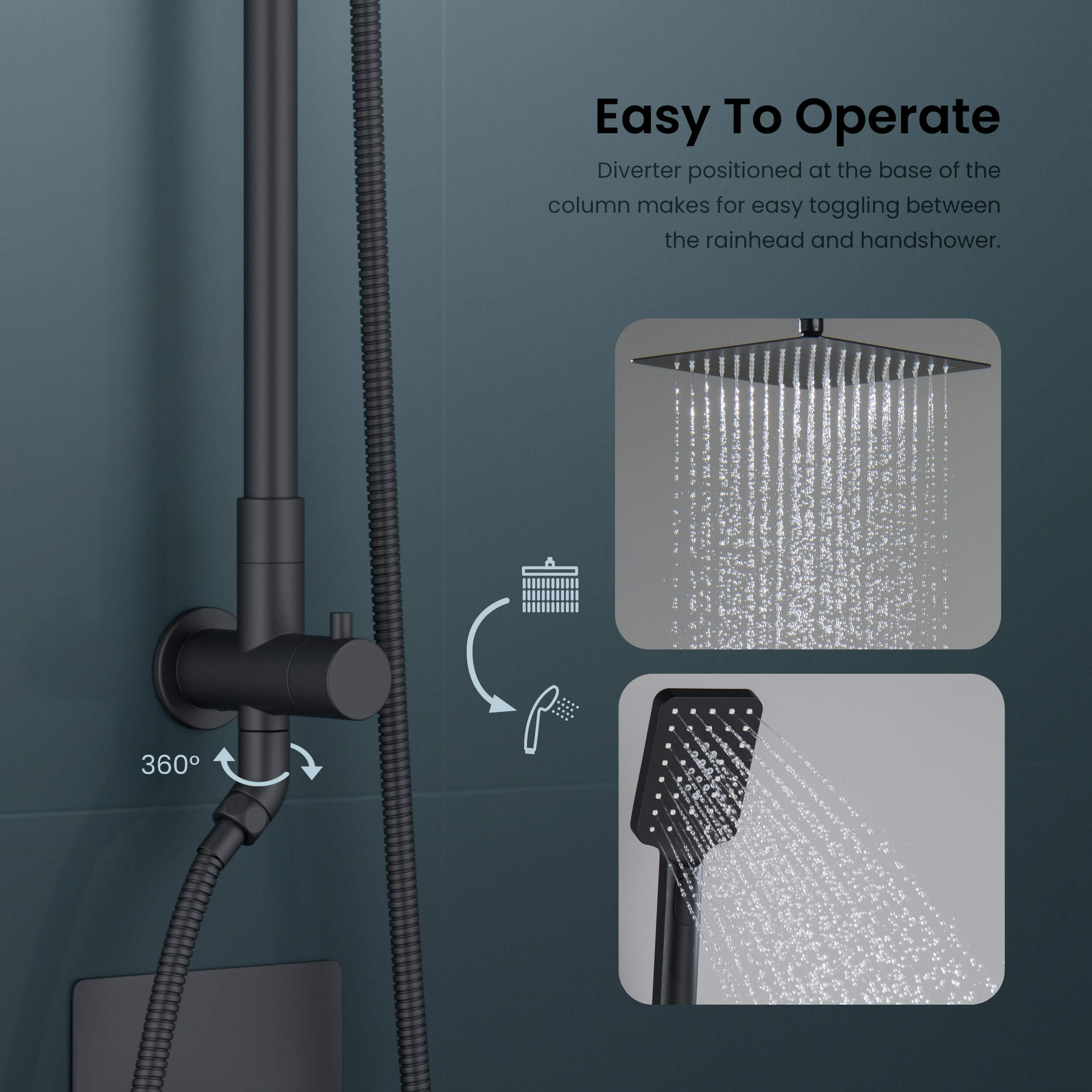 Cube Pressure Balanced 2-Function Shower Column with Rough In Valve KSC404