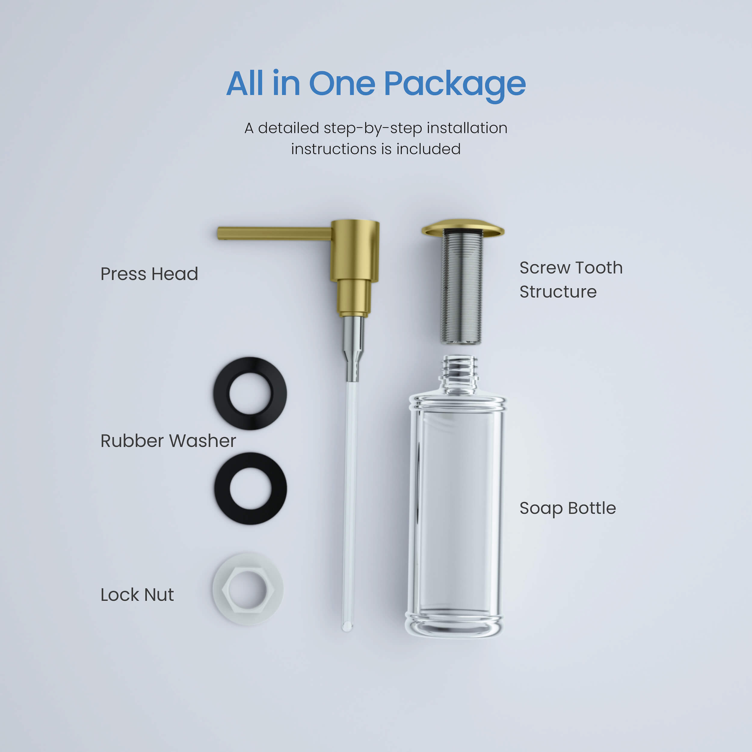 Kitchen Lead Free Solid Brass Construction Soap Dispenser - KSD100