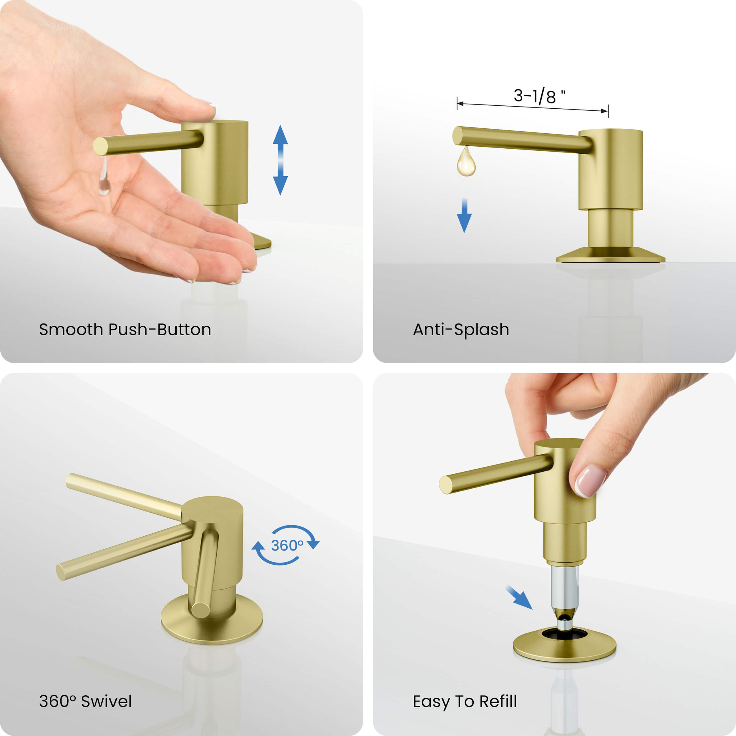 Kitchen Lead Free Solid Brass Construction Soap Dispenser - KSD100