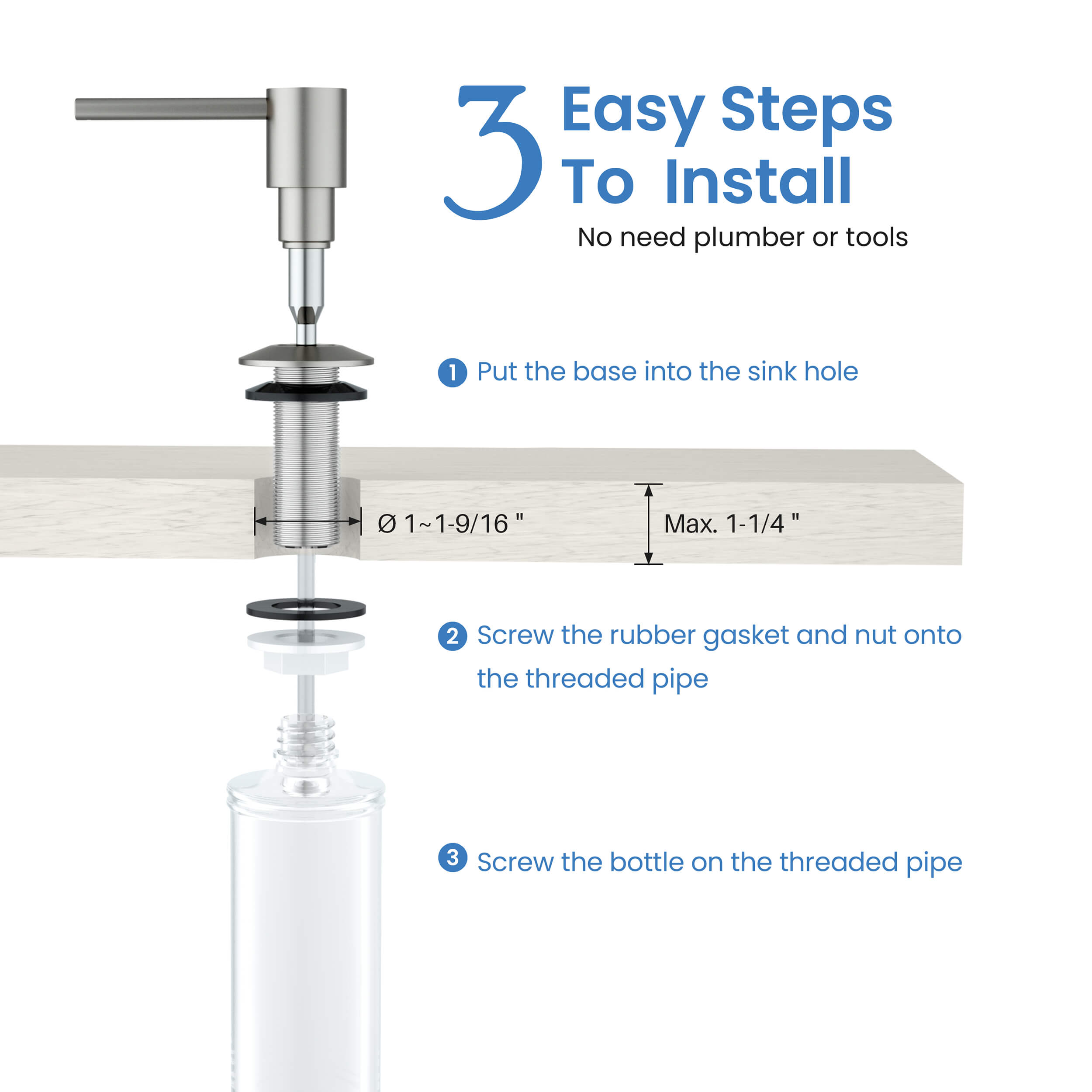 Kitchen Lead Free Solid Brass Construction Soap Dispenser - KSD100