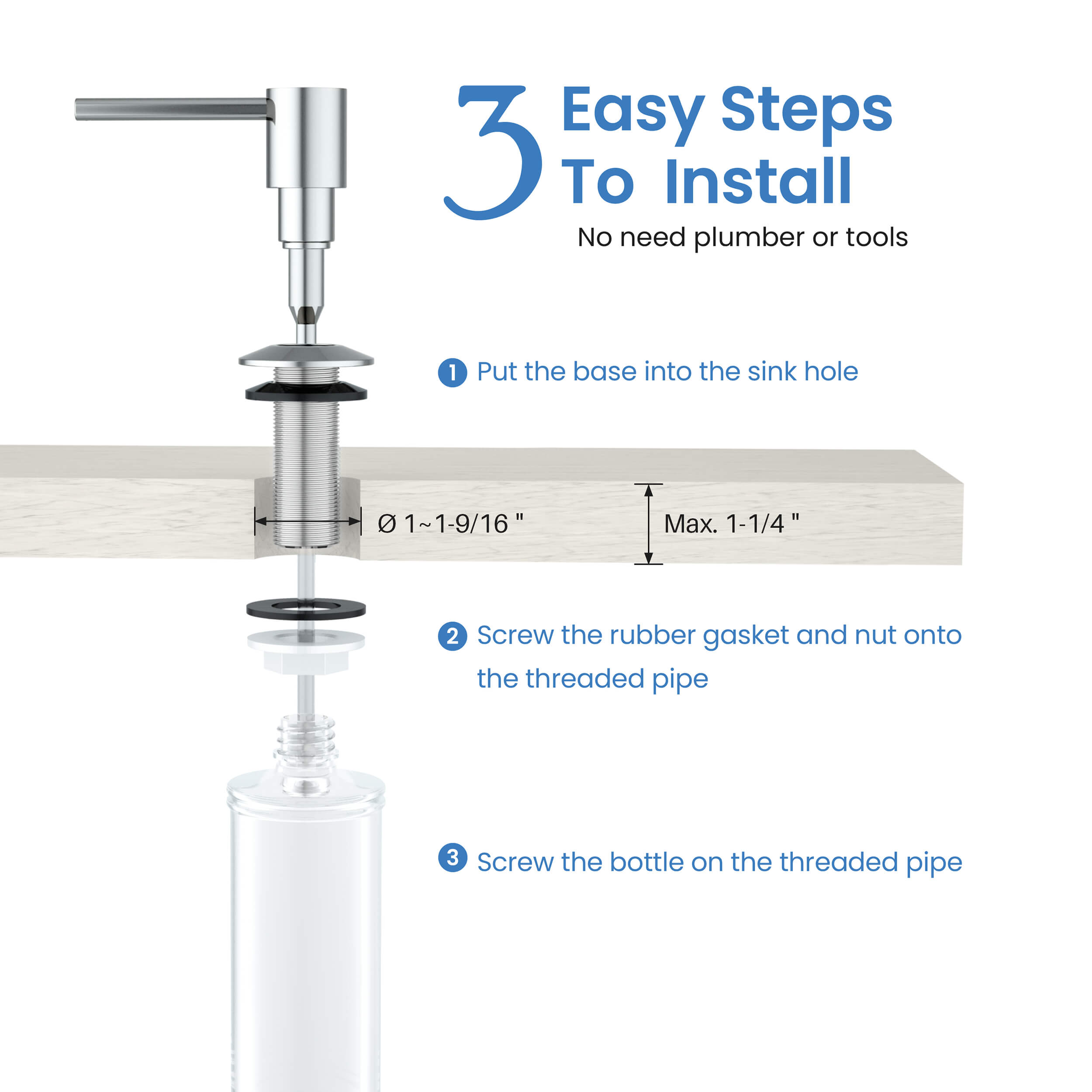Kitchen Lead Free Solid Brass Construction Soap Dispenser - KSD100