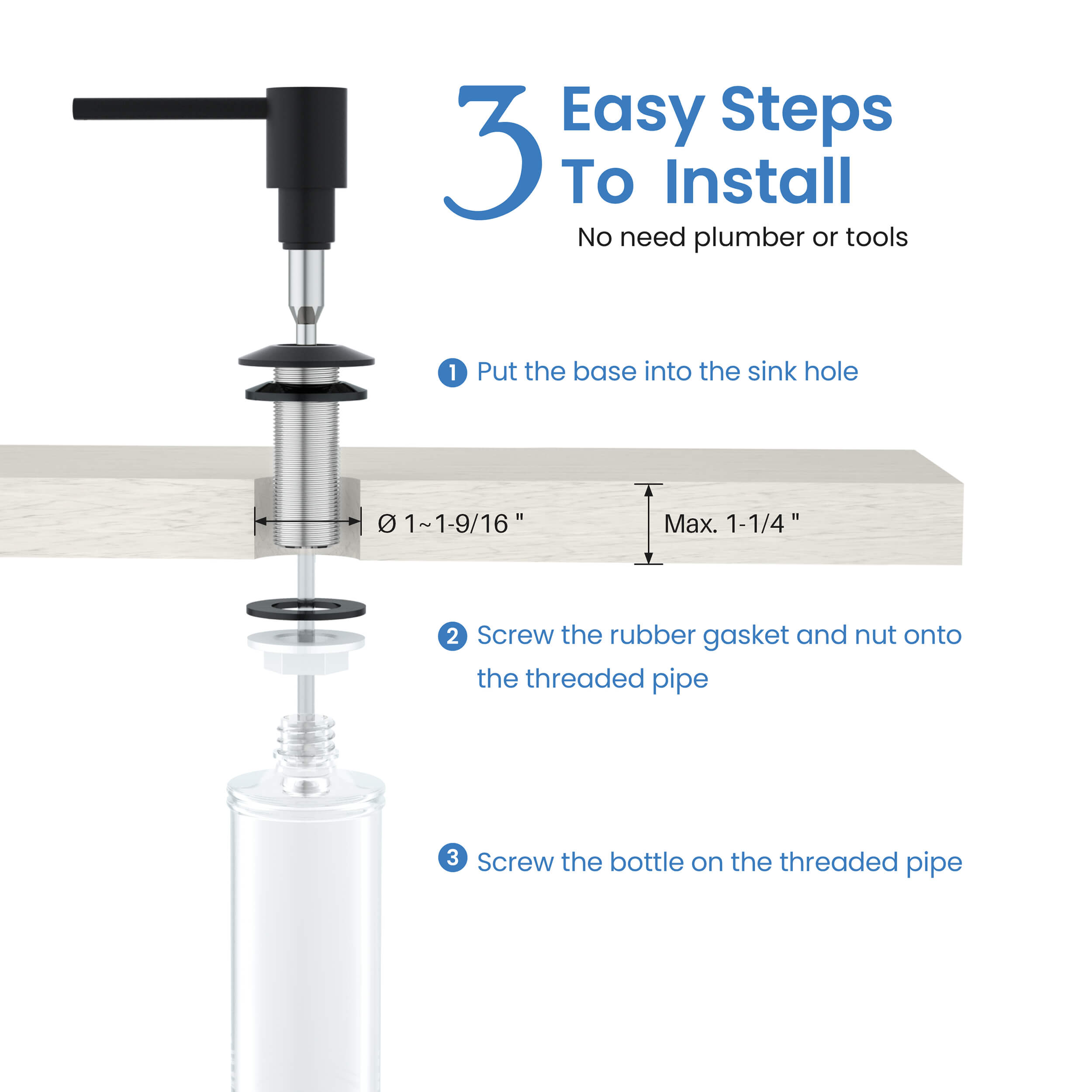 Kitchen Lead Free Solid Brass Construction Soap Dispenser - KSD100