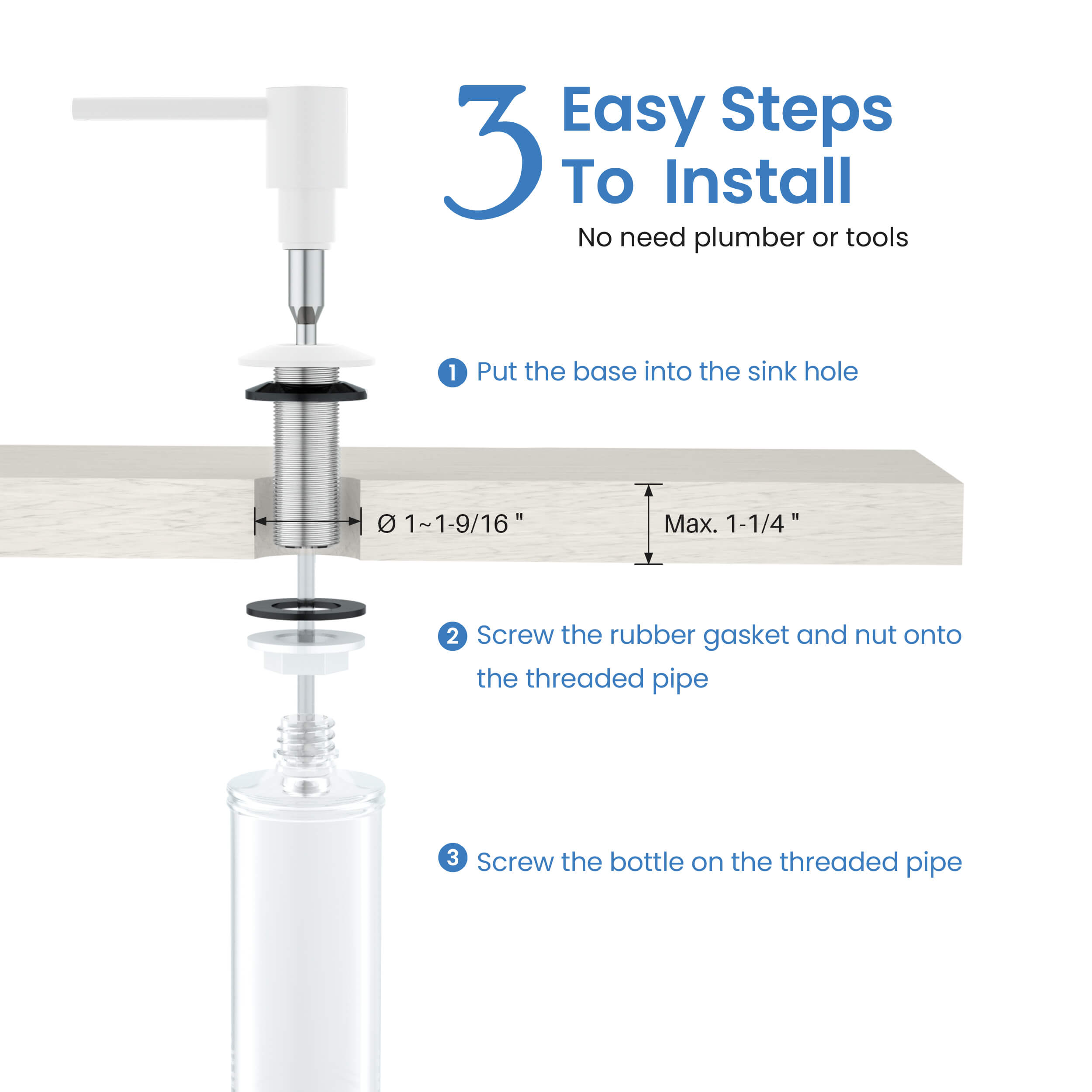 Kitchen Lead Free Solid Brass Construction Soap Dispenser - KSD100