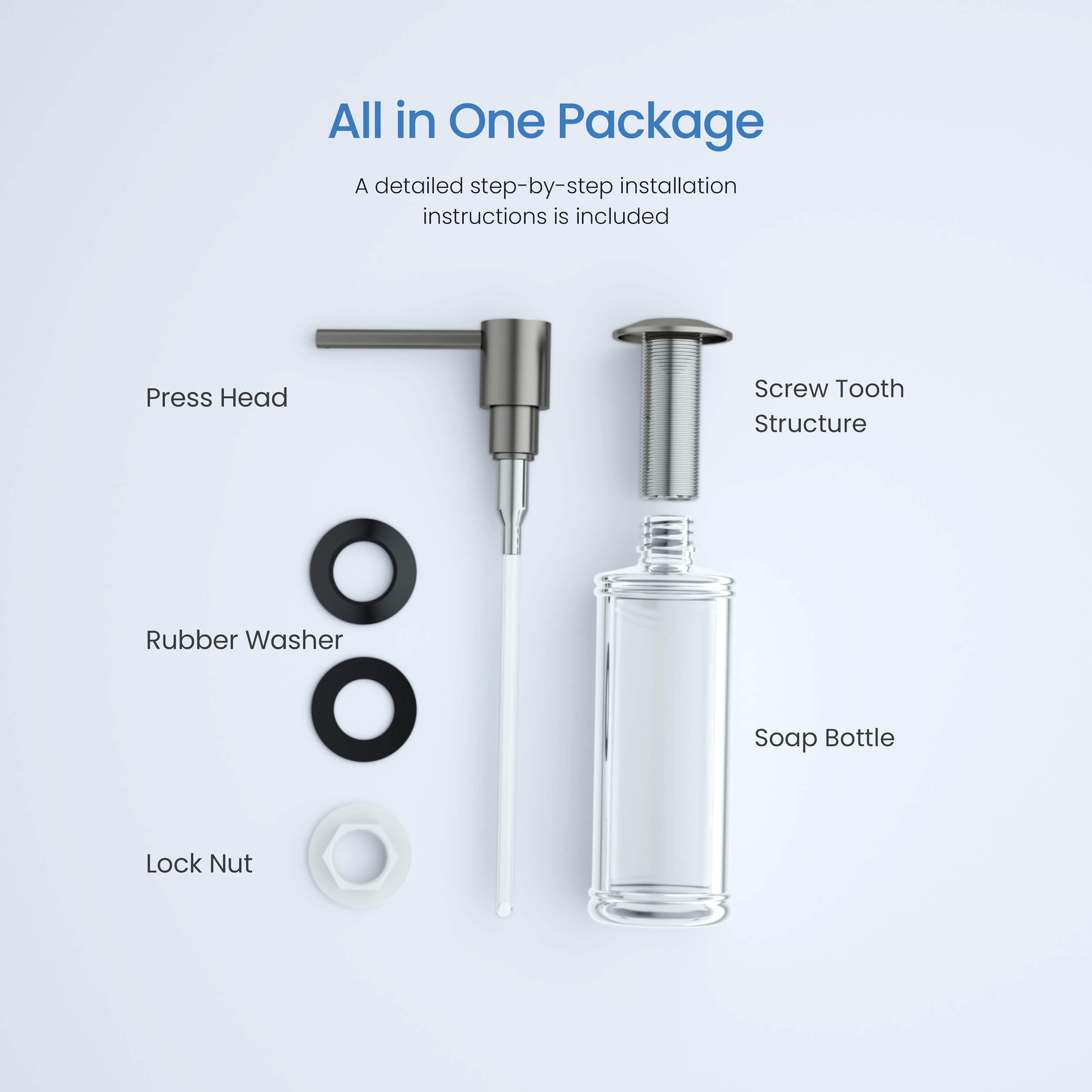 Kitchen Lead Free Solid Brass Construction Soap Dispenser - KSD100