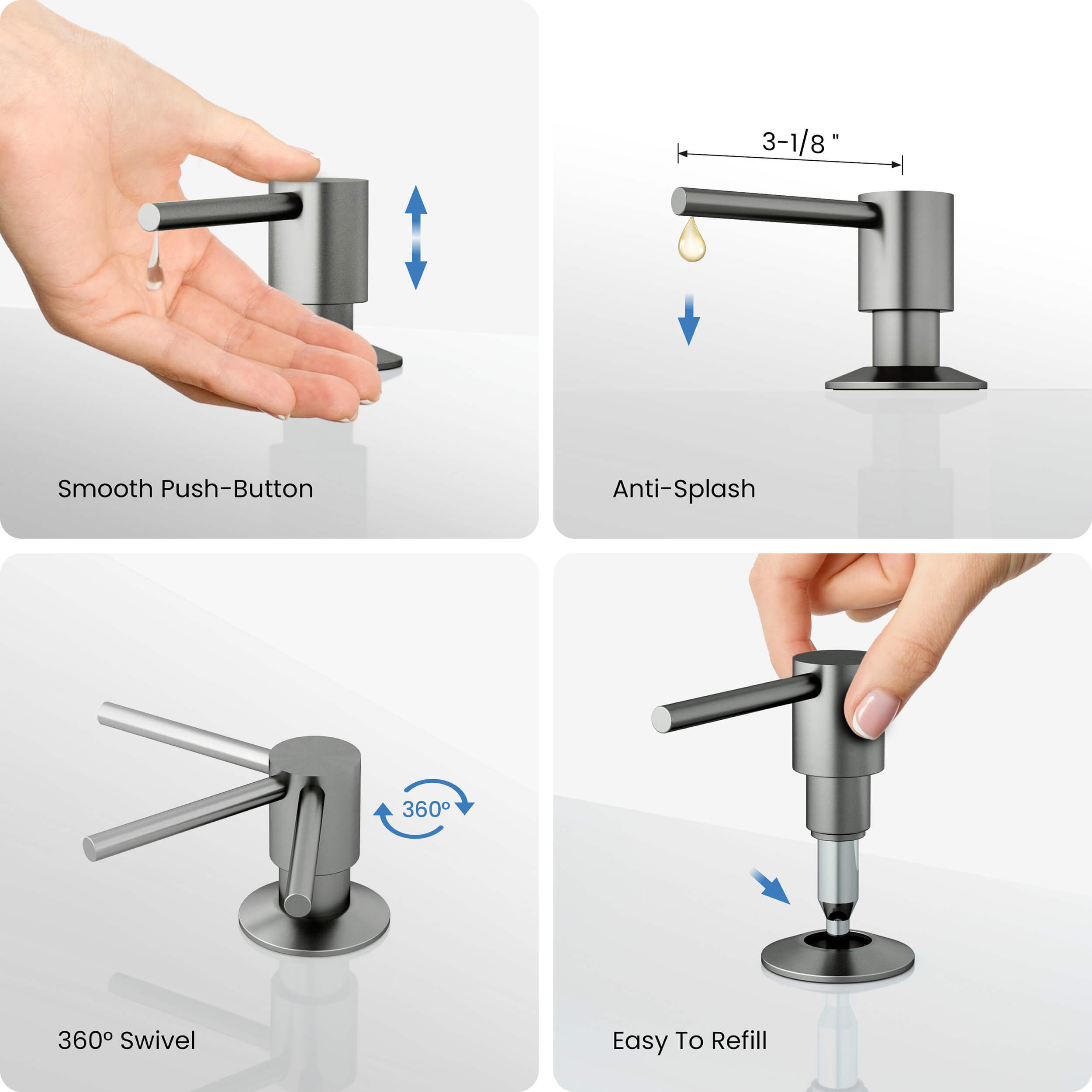 Kitchen Lead Free Solid Brass Construction Soap Dispenser - KSD100