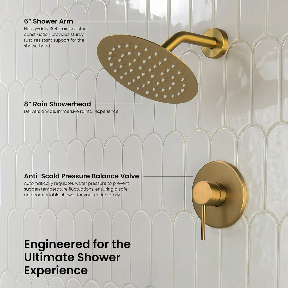 Circular Single Function Pressure Balanced Complete Shower Faucet Set - KSF4015