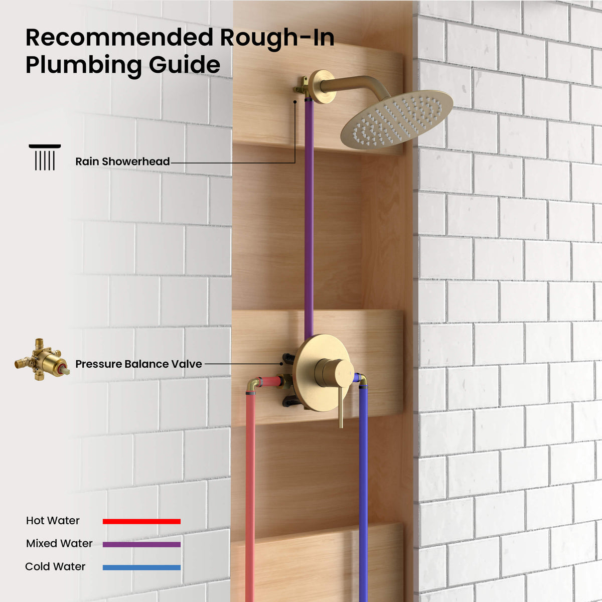 Circular Single Function Pressure Balanced Complete Shower Faucet Set - KSF4015