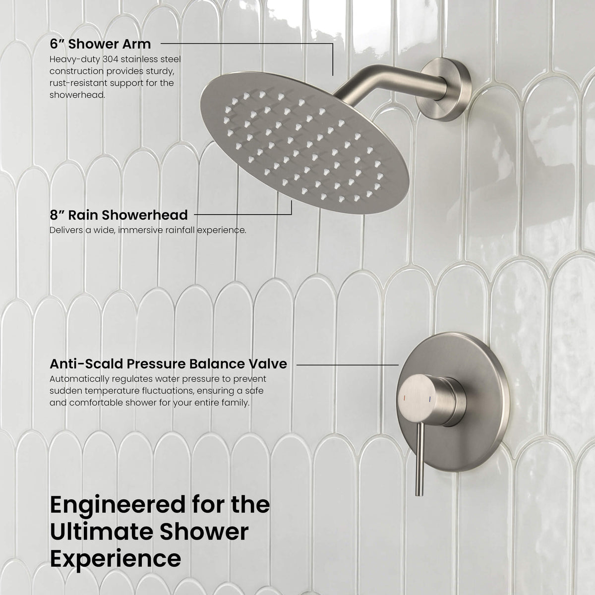 Circular Single Function Pressure Balanced Complete Shower Faucet Set - KSF4015