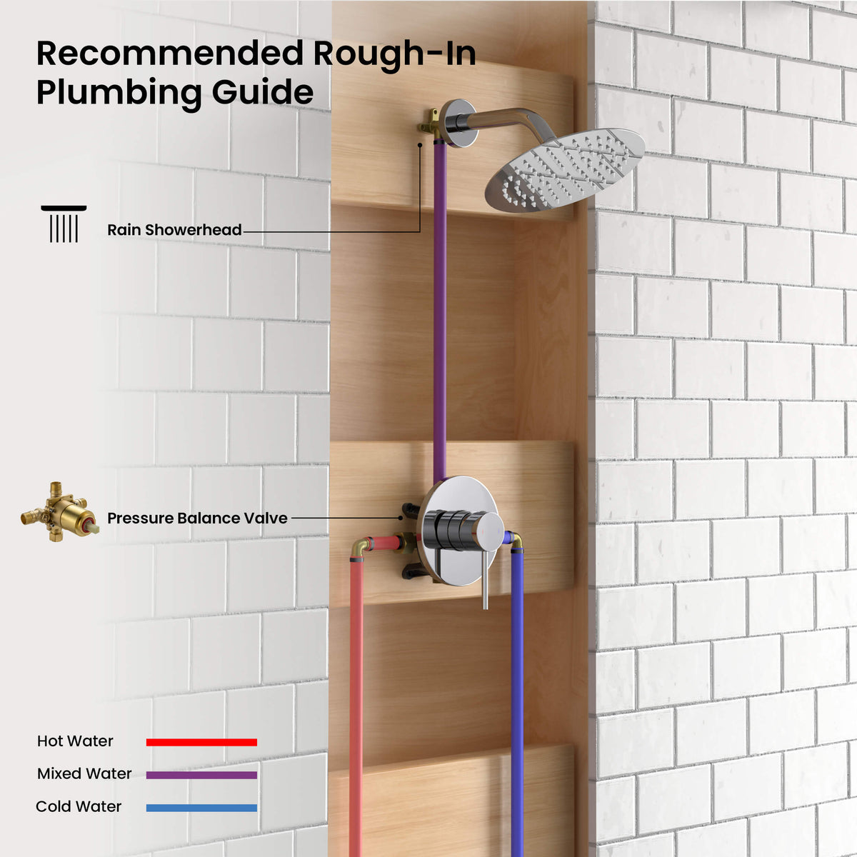 Circular Single Function Pressure Balanced Complete Shower Faucet Set - KSF4015