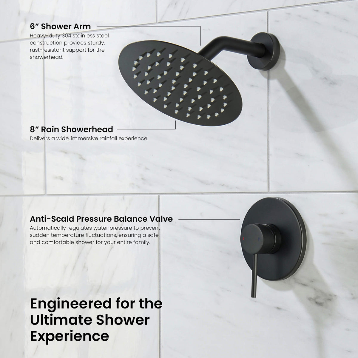 Circular Single Function Pressure Balanced Complete Shower Faucet Set - KSF4015