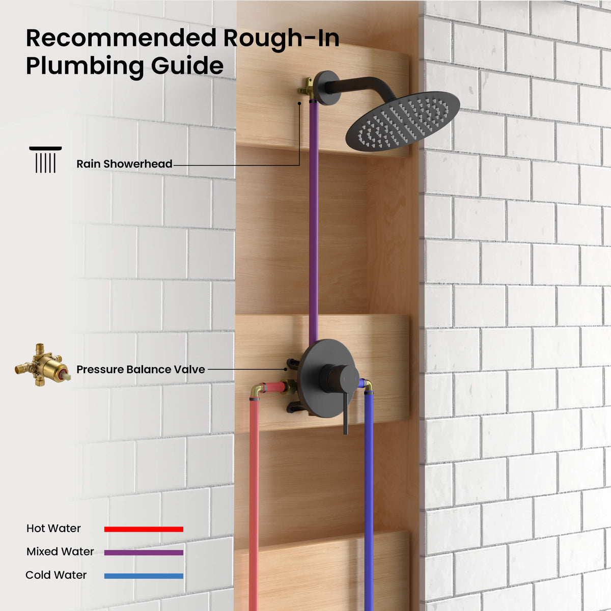 Circular Single Function Pressure Balanced Complete Shower Faucet Set - KSF4015