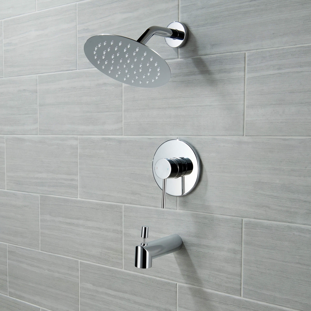 Circular Single Function Pressure Balanced Complete Shower Faucet Set with Tub Spout - KSF4016