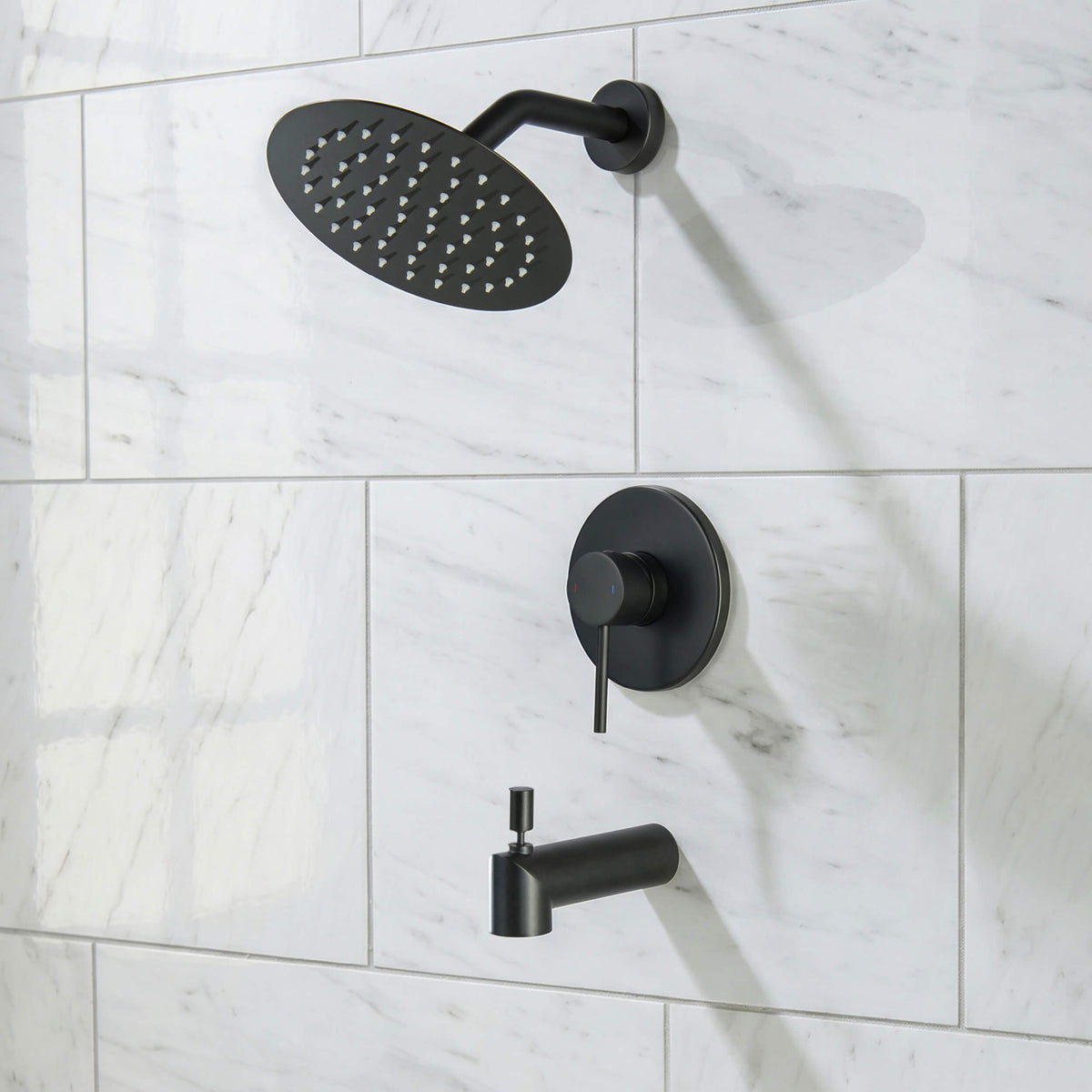 Circular Single Function Pressure Balanced Complete Shower Faucet Set with Tub Spout - KSF4016