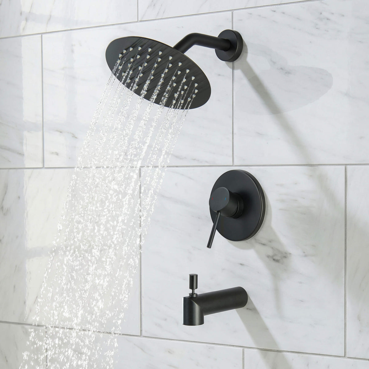 Circular Single Function Pressure Balanced Complete Shower Faucet Set with Tub Spout - KSF4016