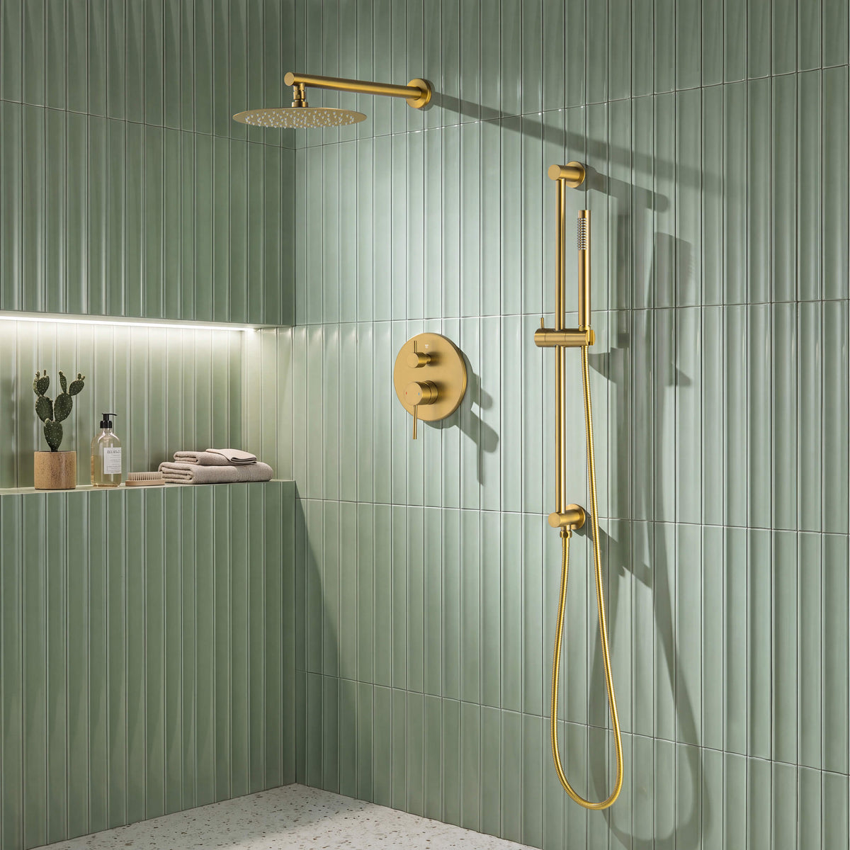 Circular 2-Function Pressure Balanced Complete Shower Faucet Set with Slide Bar - KSF4019