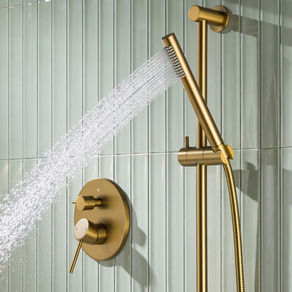 Circular 2-Function Pressure Balanced Complete Shower Faucet Set with Slide Bar - KSF4019