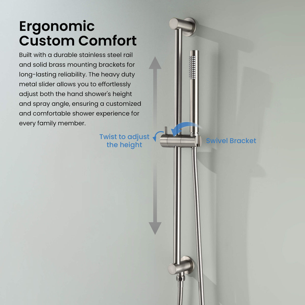 Circular 2-Function Pressure Balanced Complete Shower Faucet Set with Slide Bar - KSF4019
