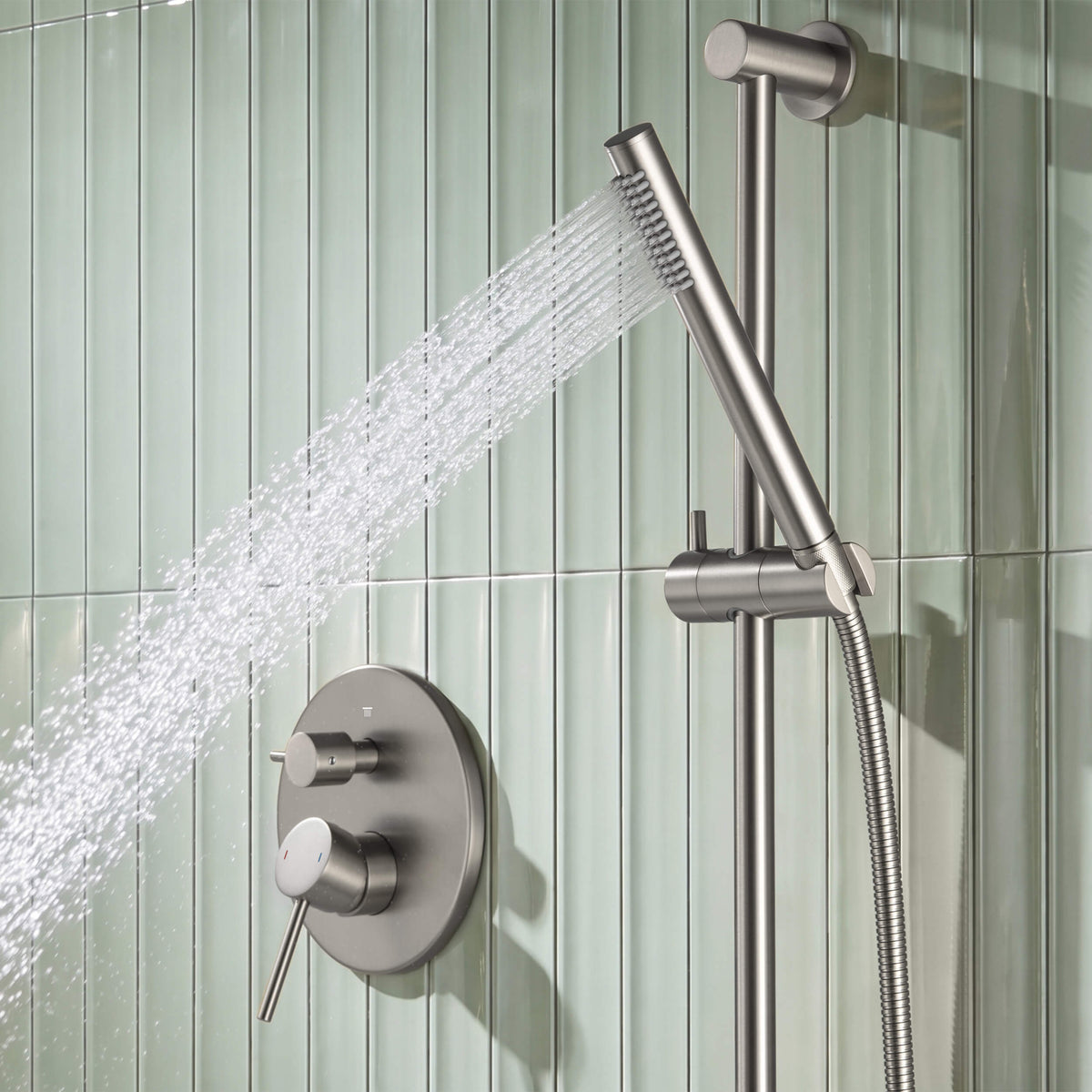 Circular 2-Function Pressure Balanced Complete Shower Faucet Set with Slide Bar - KSF4019