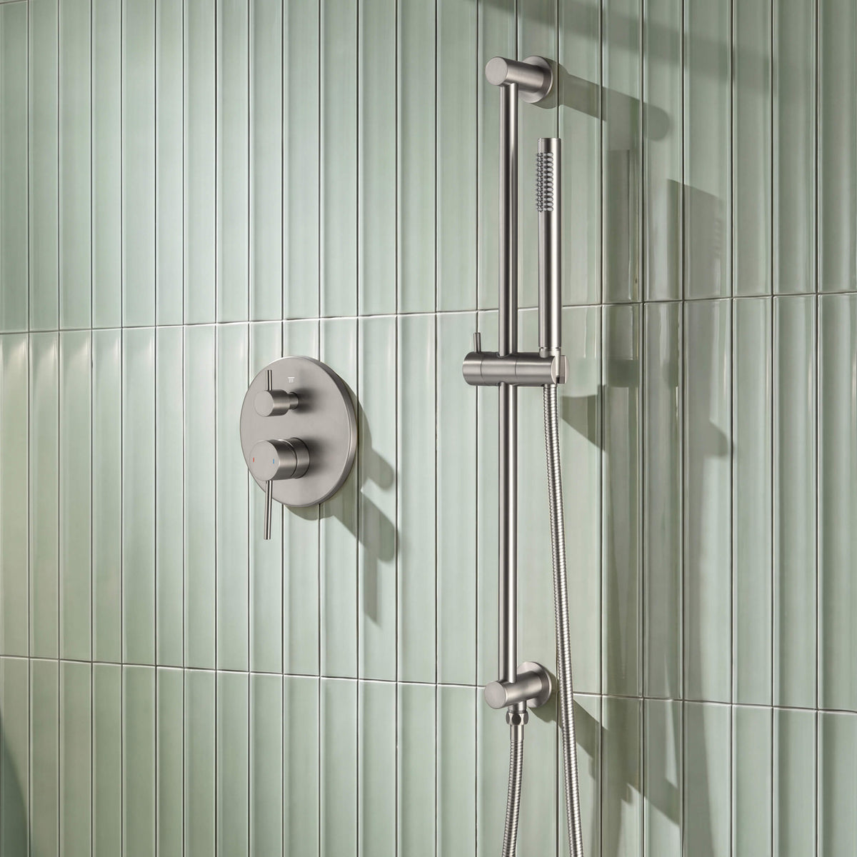 Circular 2-Function Pressure Balanced Complete Shower Faucet Set with Slide Bar - KSF4019