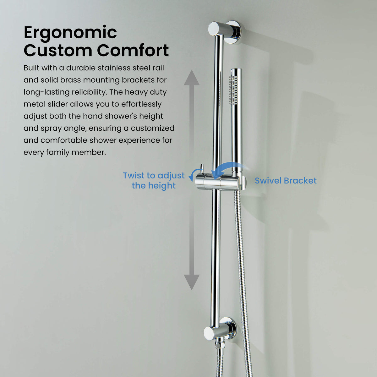 Circular 2-Function Pressure Balanced Complete Shower Faucet Set with Slide Bar - KSF4019