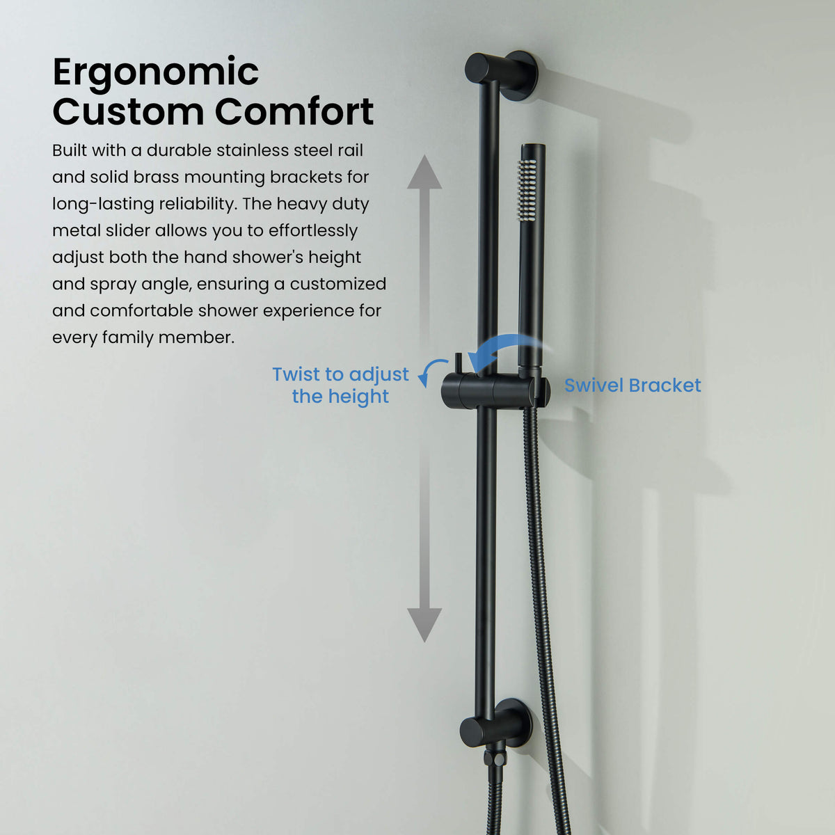 Circular 2-Function Pressure Balanced Complete Shower Faucet Set with Slide Bar - KSF4019