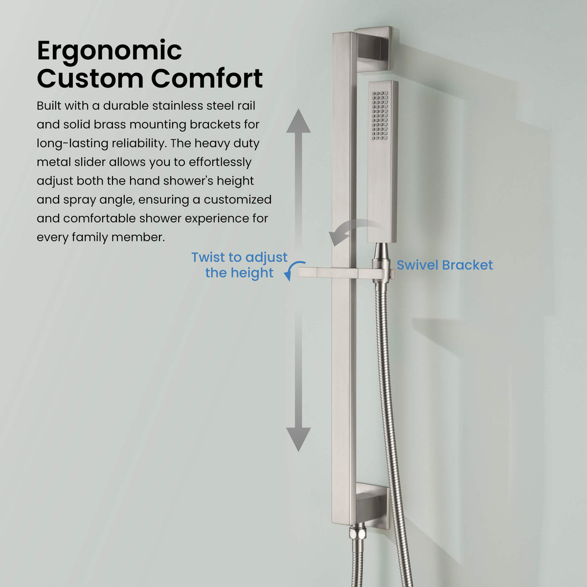 Cube 2-Function Pressure Balanced Complete Shower Faucet Set with Slide Bar - KSF4020