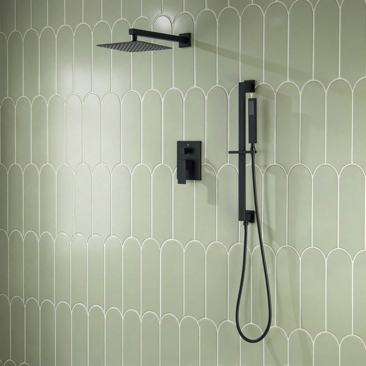 Cube 2-Function Pressure Balanced Complete Shower Faucet Set with Slide Bar - KSF4020