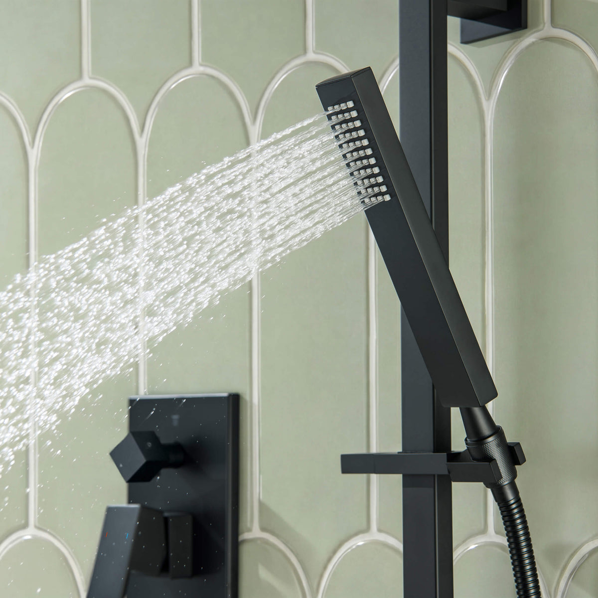 Cube 2-Function Pressure Balanced Complete Shower Faucet Set with Slide Bar - KSF4020