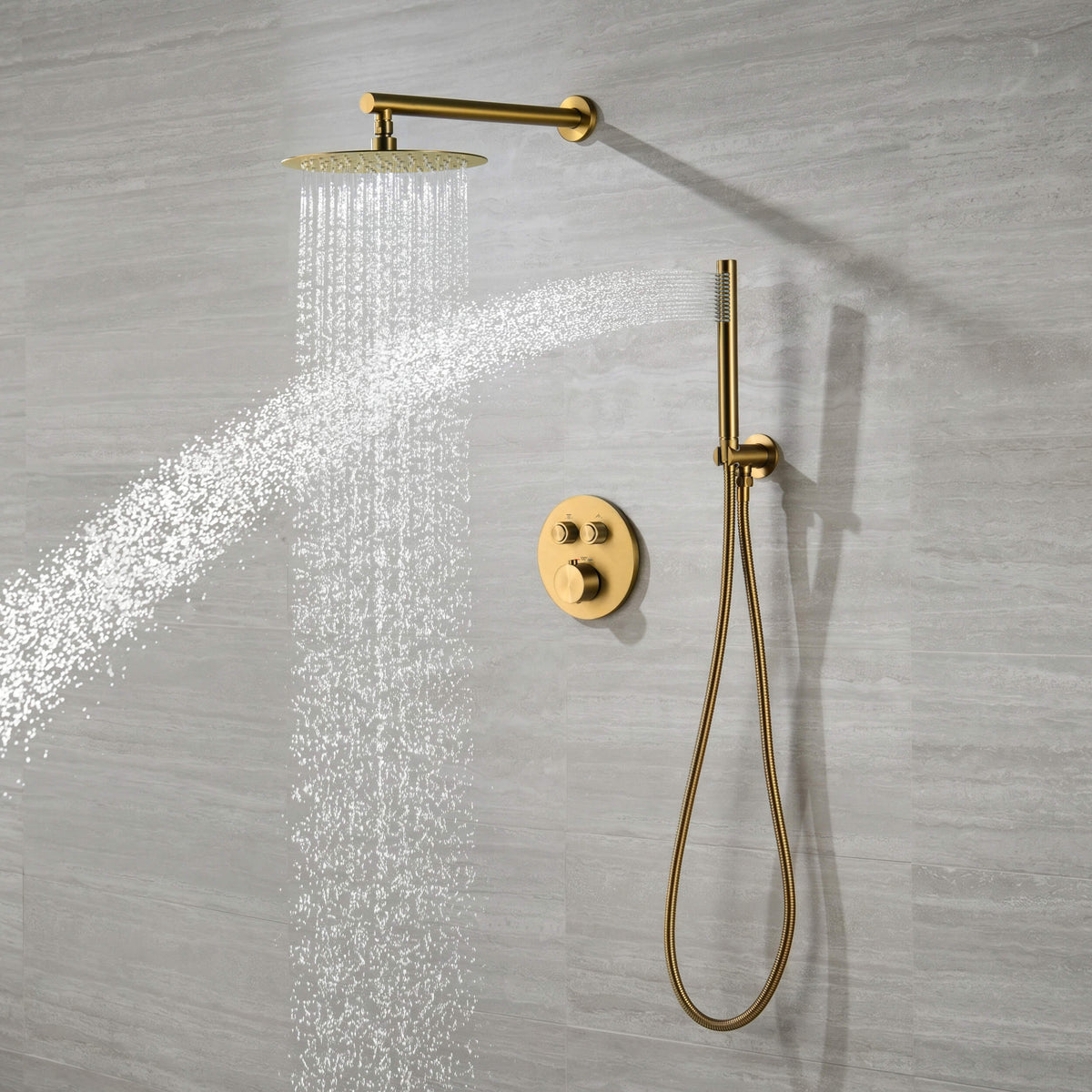 Circular 2-Function Thermostatic Complete Shower Faucet Set - KSF4023