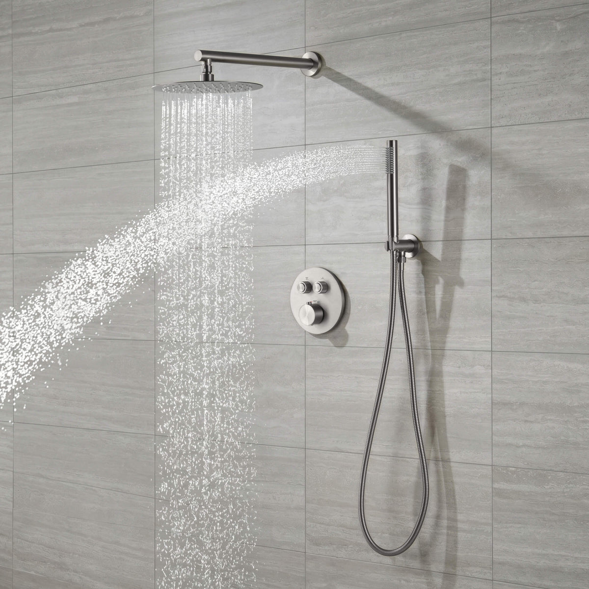 Circular 2-Function Thermostatic Complete Shower Faucet Set - KSF4023