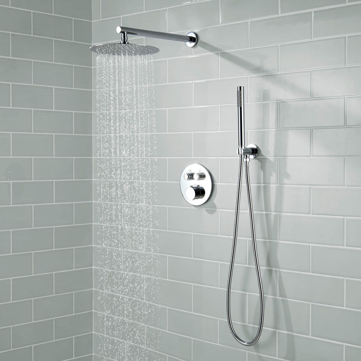 Circular 2-Function Thermostatic Complete Shower Faucet Set - KSF4023