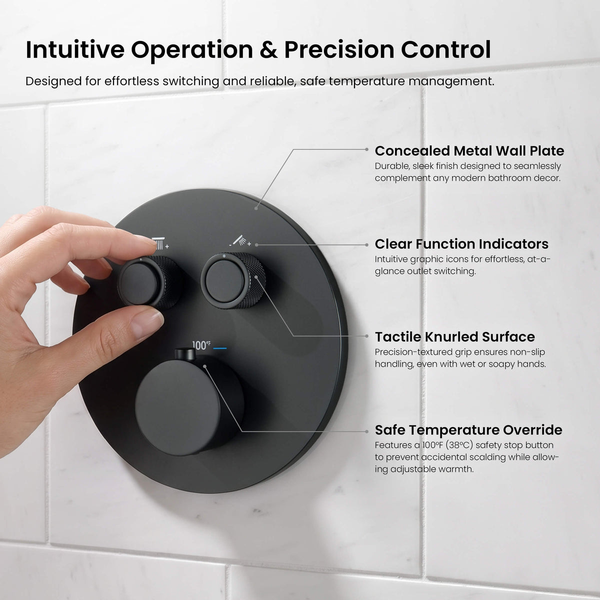 Circular 2-Function Thermostatic Complete Shower Faucet Set - KSF4023