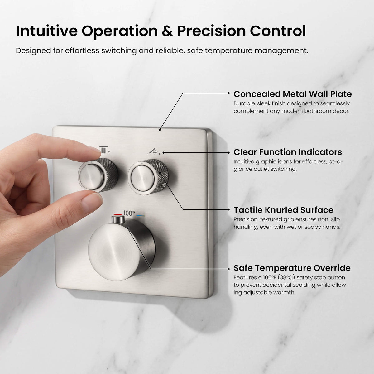 Cube 2-Function Thermostatic Complete Shower Faucet Set - KSF4024