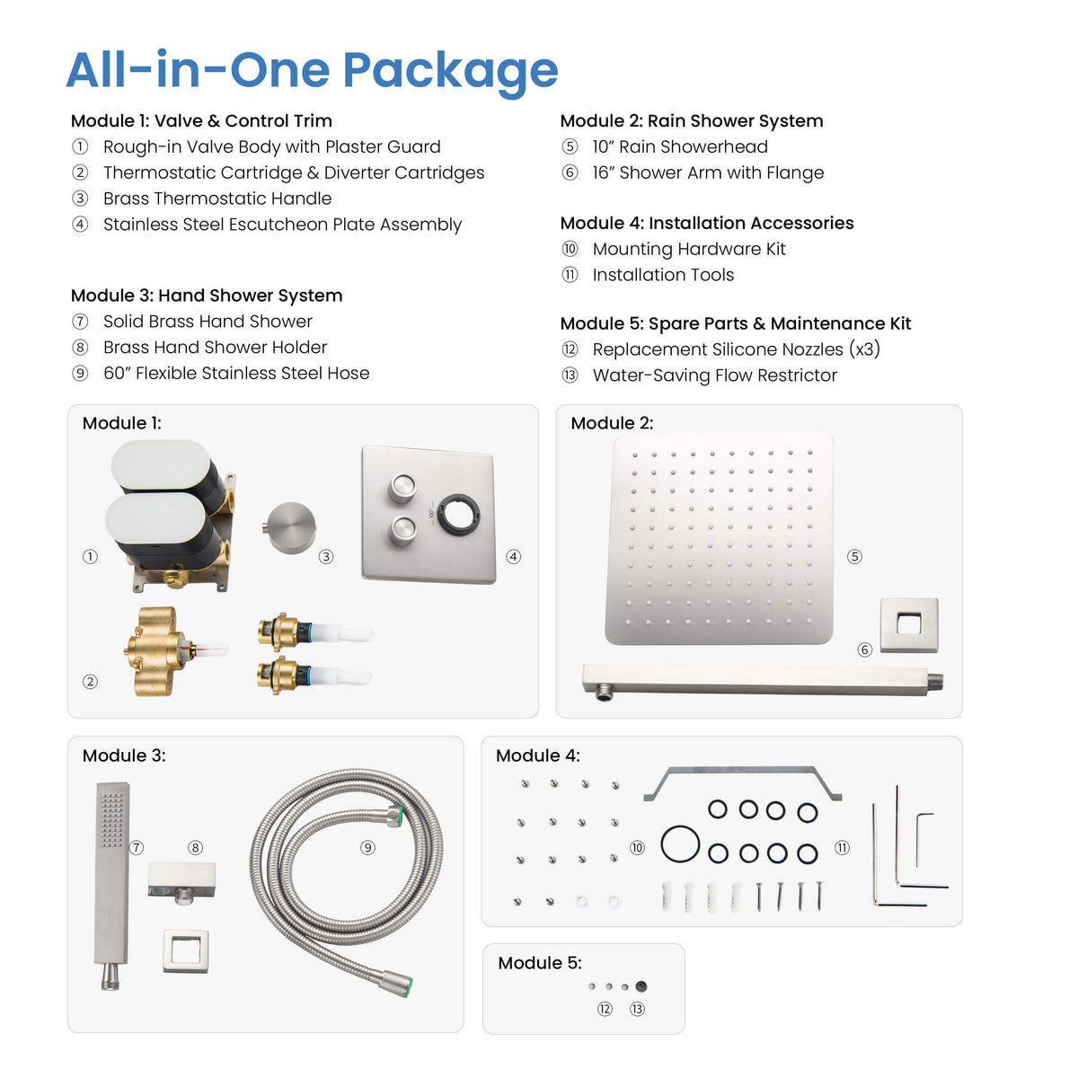Cube 2-Function Thermostatic Complete Shower Faucet Set - KSF4024