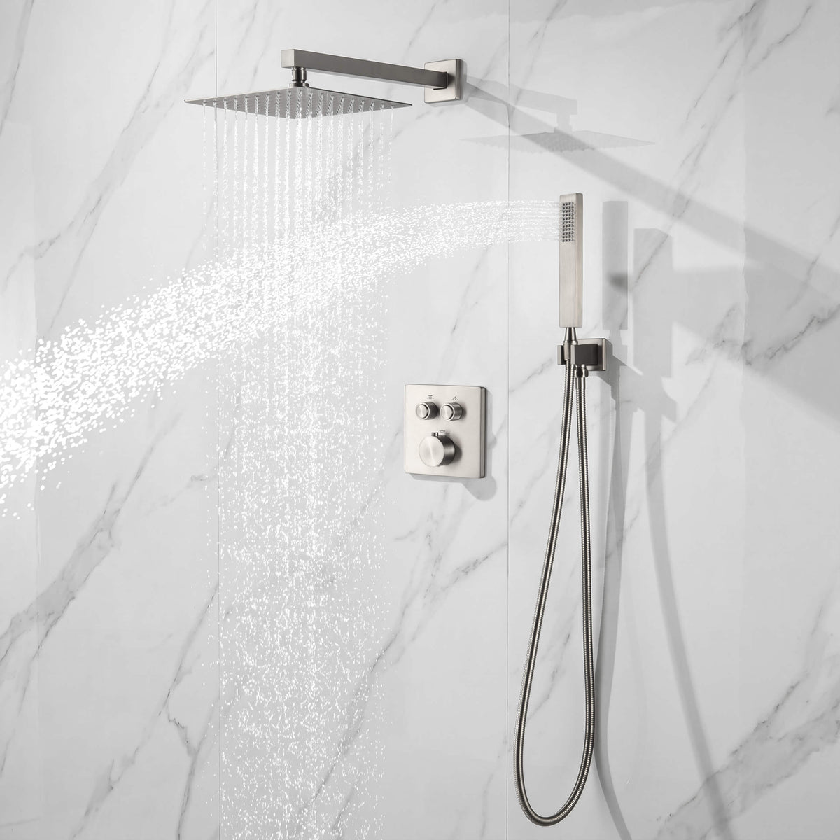Cube 2-Function Thermostatic Complete Shower Faucet Set - KSF4024