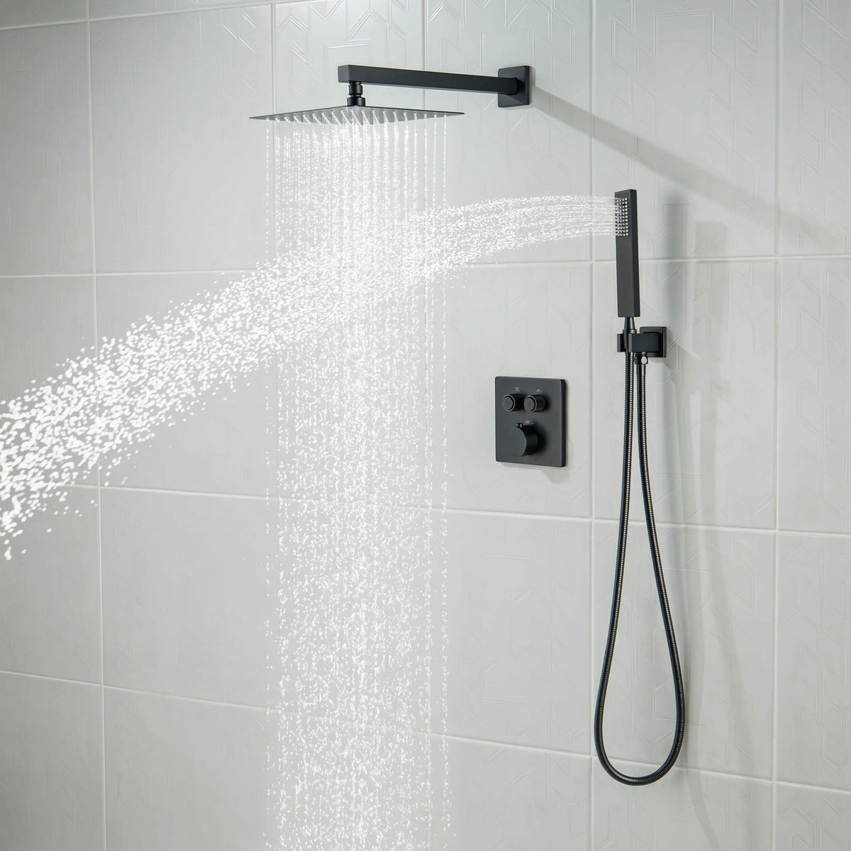 Cube 2-Function Thermostatic Complete Shower Faucet Set - KSF4024