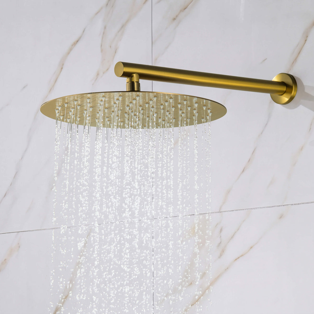 Circular 3-Function Thermostatic Complete Shower Faucet Set with Wall-Mount Rainshower, Handheld Shower, and Body Jets - KSF4025