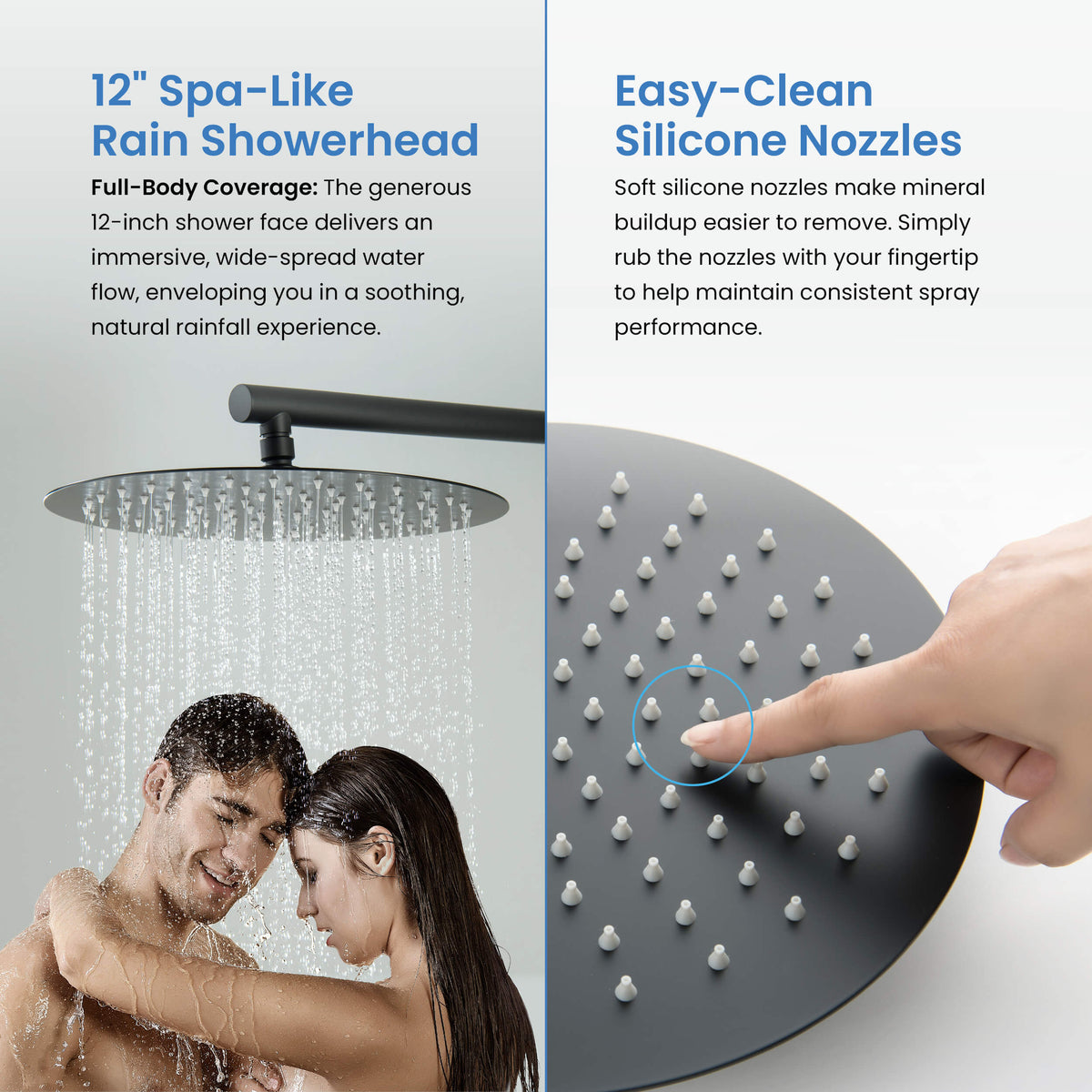 Circular 3-Function Thermostatic Complete Shower Faucet Set with Wall-Mount Rainshower, Handheld Shower, and Body Jets - KSF4025
