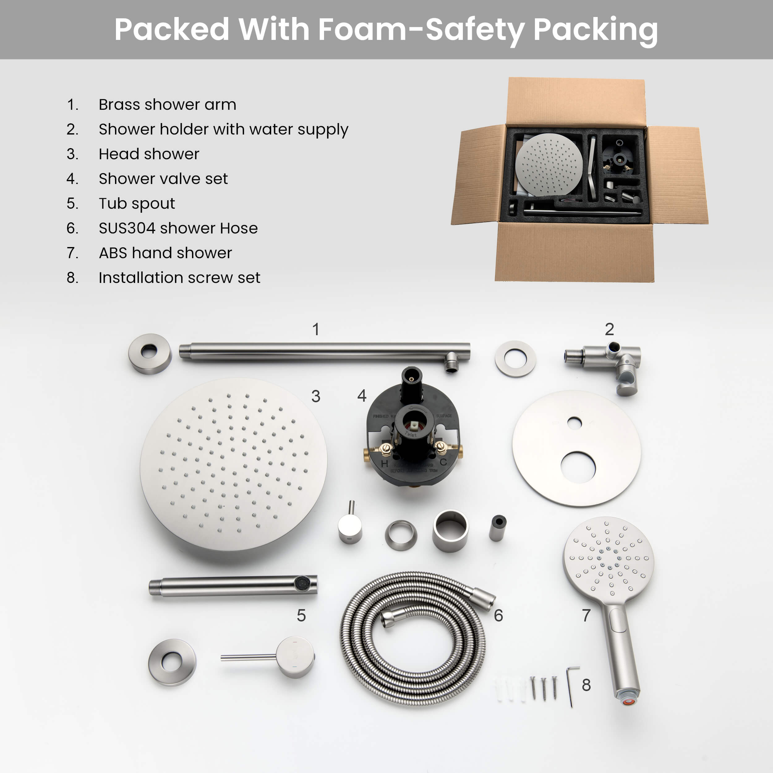 Circular Pressure Balanced 3-Function Shower System with Rough-In Valve KSF404