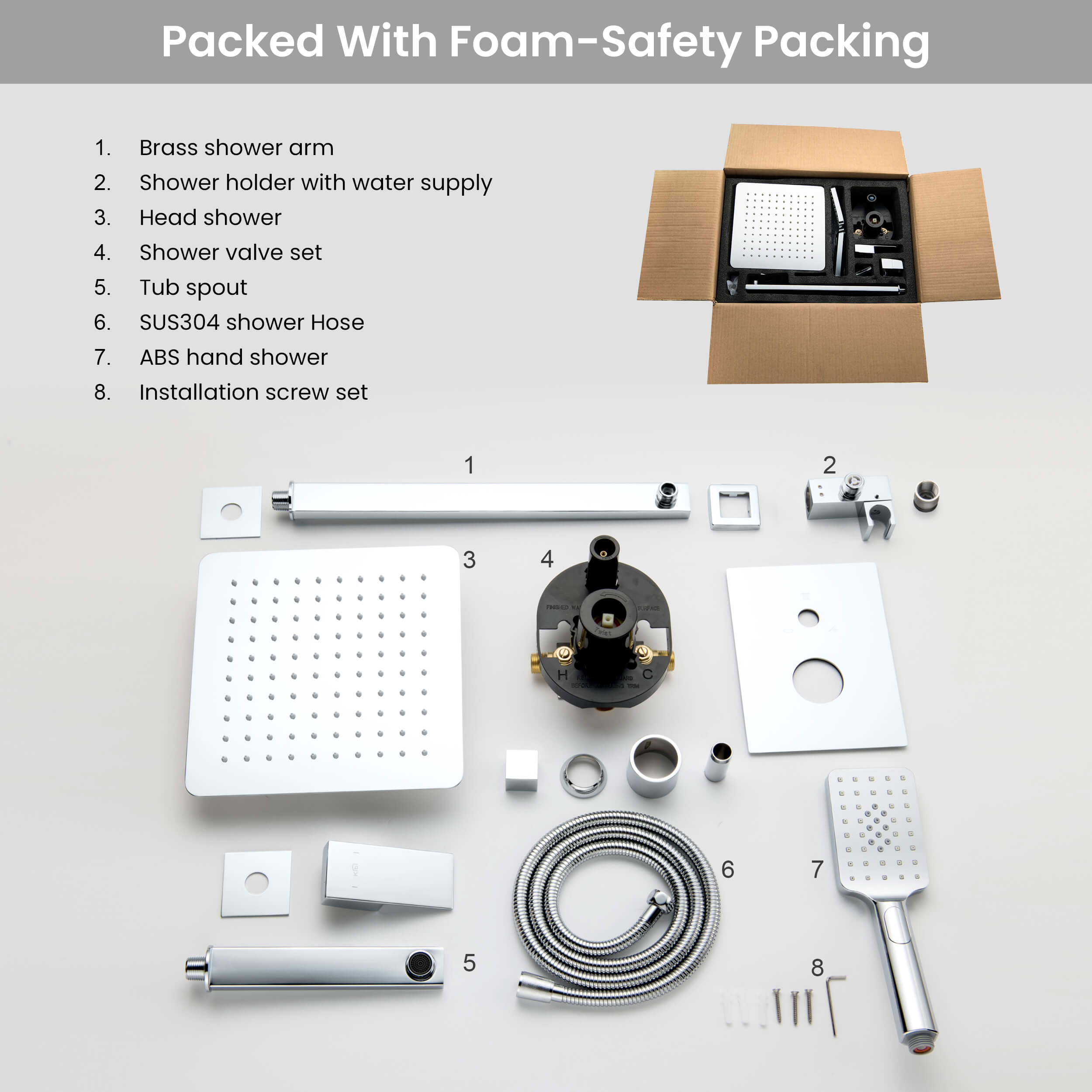 Cube Pressure Balanced 3-Function Shower System with Rough-In Valve KSF406