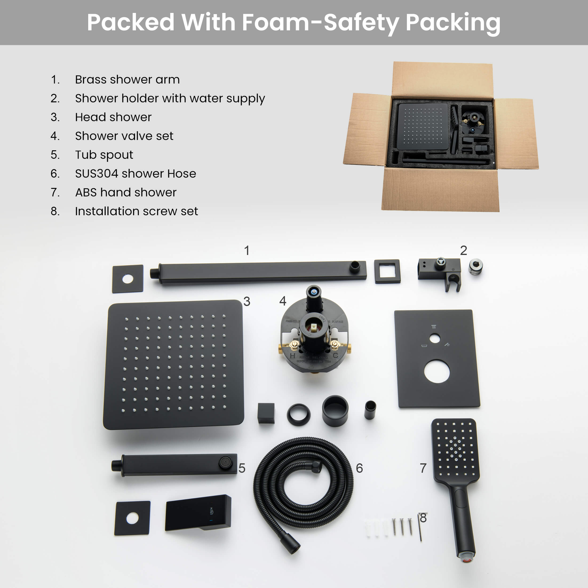 Cube Pressure Balanced 3-Function Shower System with Rough-In Valve KSF406
