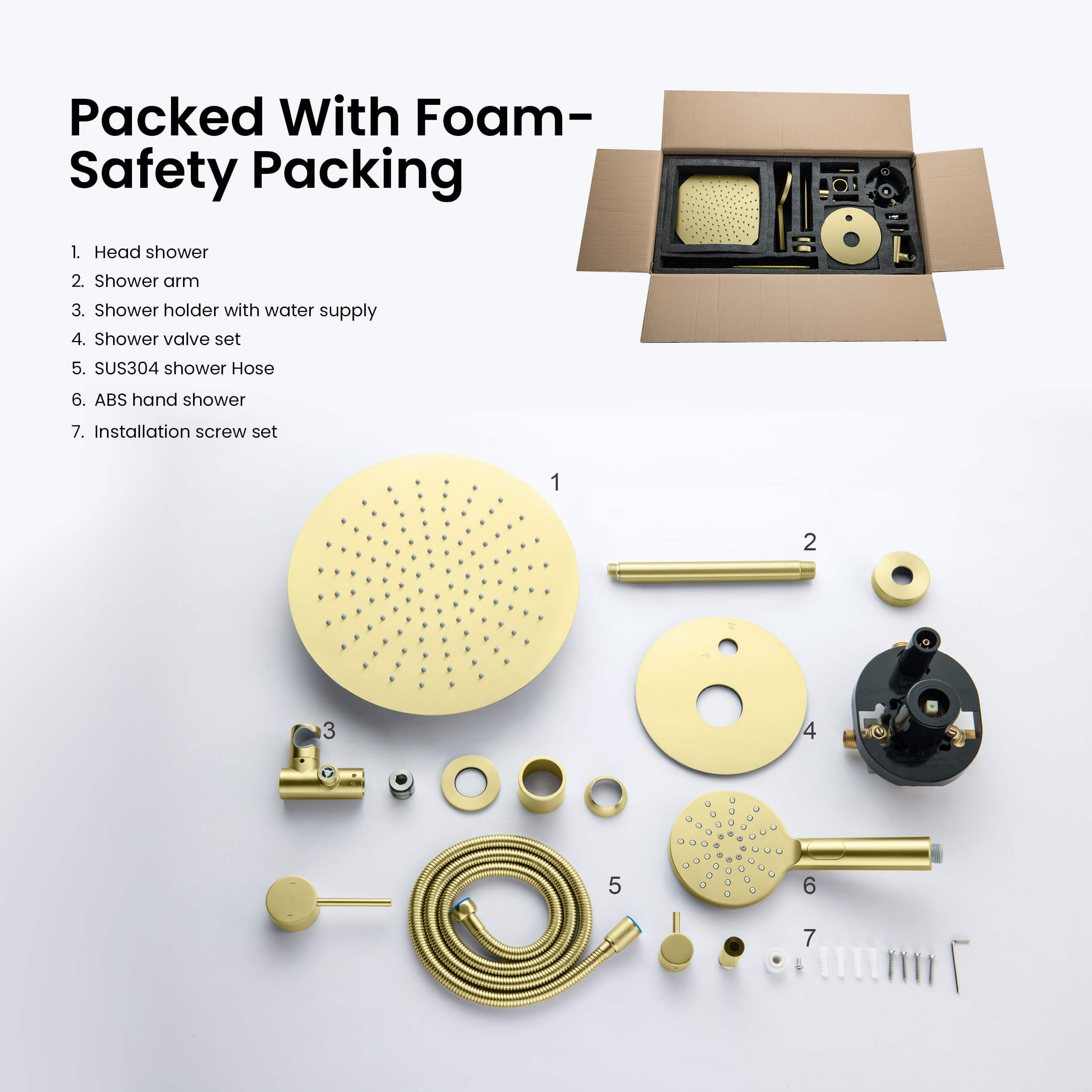 Circular Pressure Balanced Ceiling Mounted 2-Function Shower System with Rough In Valve - KSF408