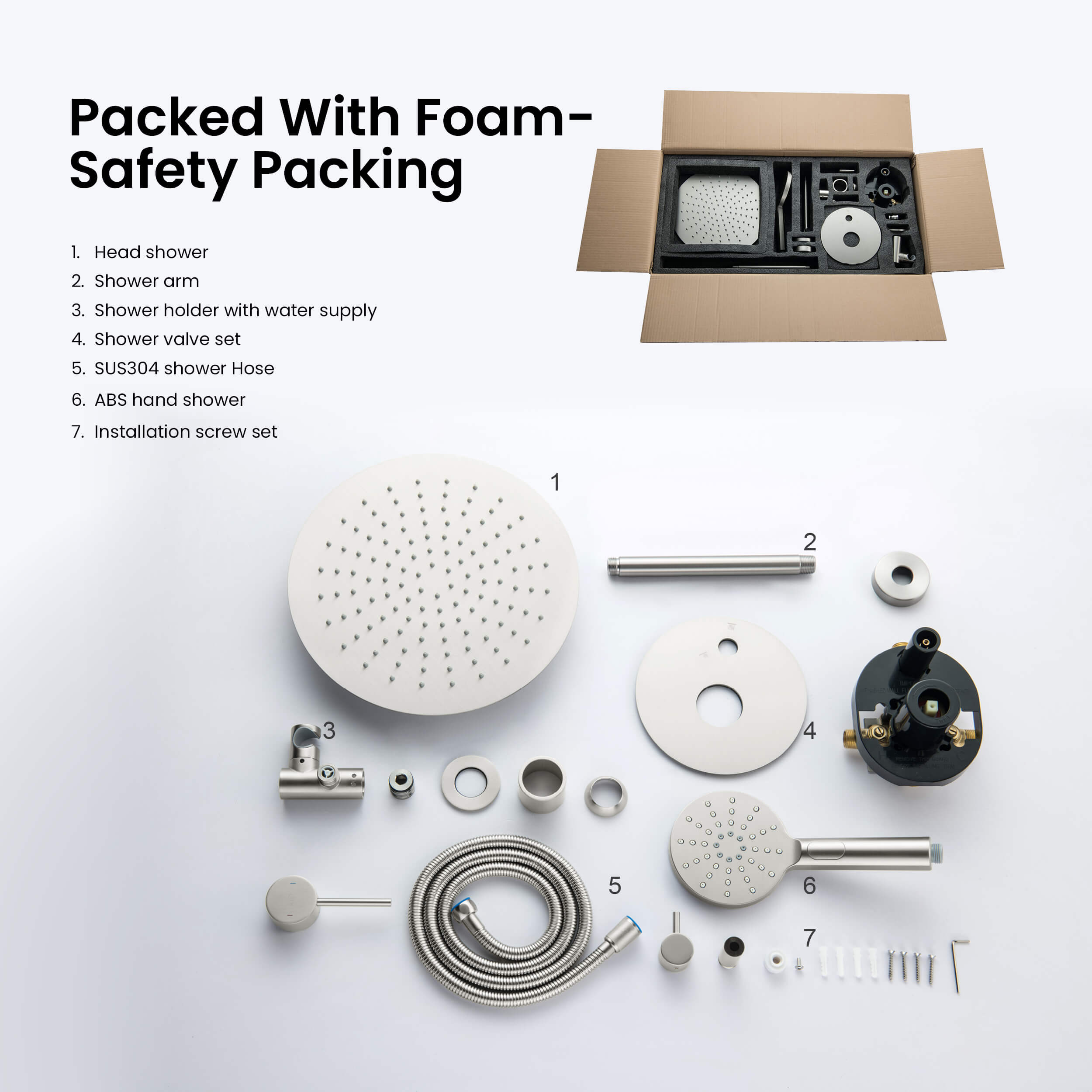 Circular Pressure Balanced Ceiling Mounted 2-Function Shower System with Rough In Valve - KSF408