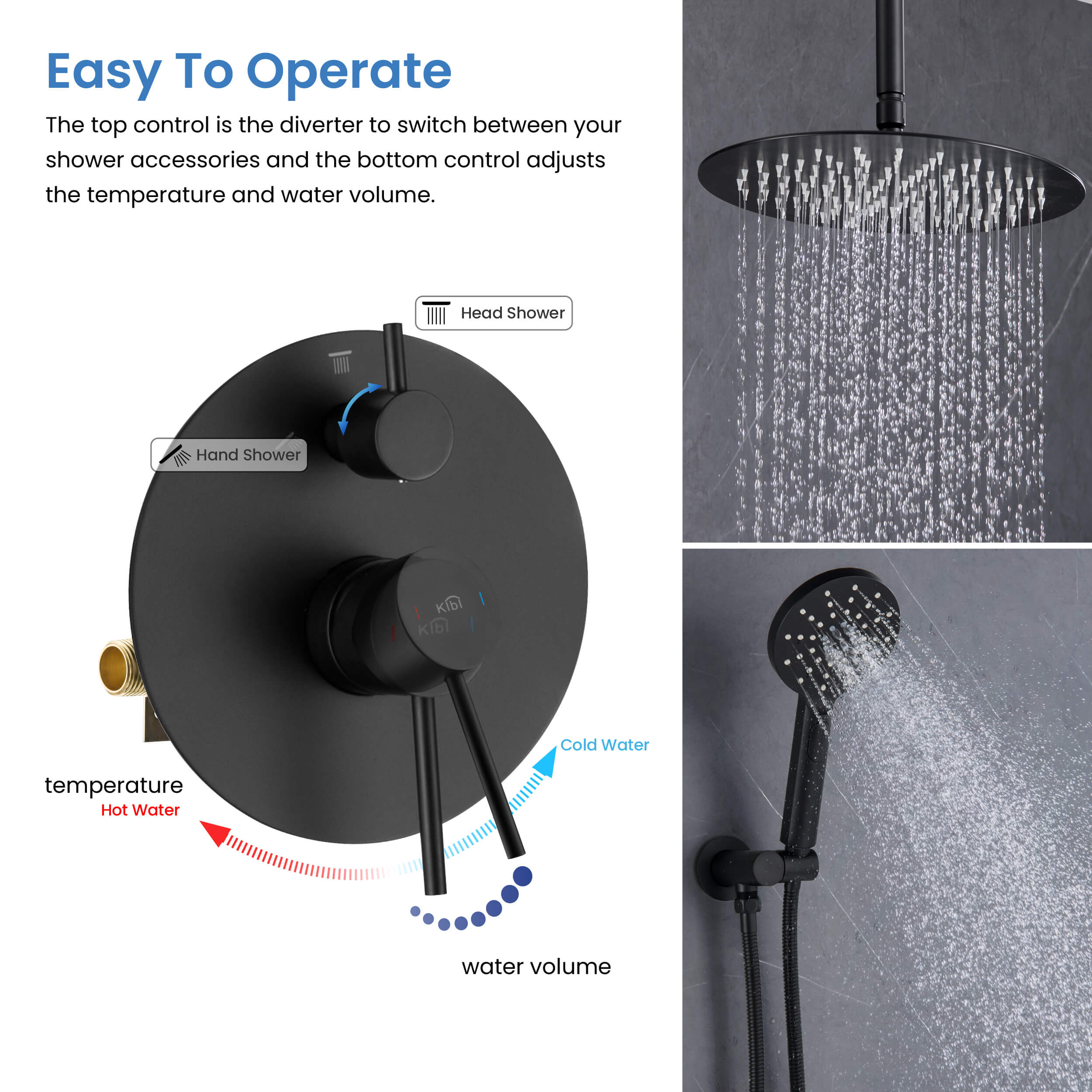 Circular Pressure Balanced Ceiling Mounted 2-Function Shower System with Rough In Valve - KSF408